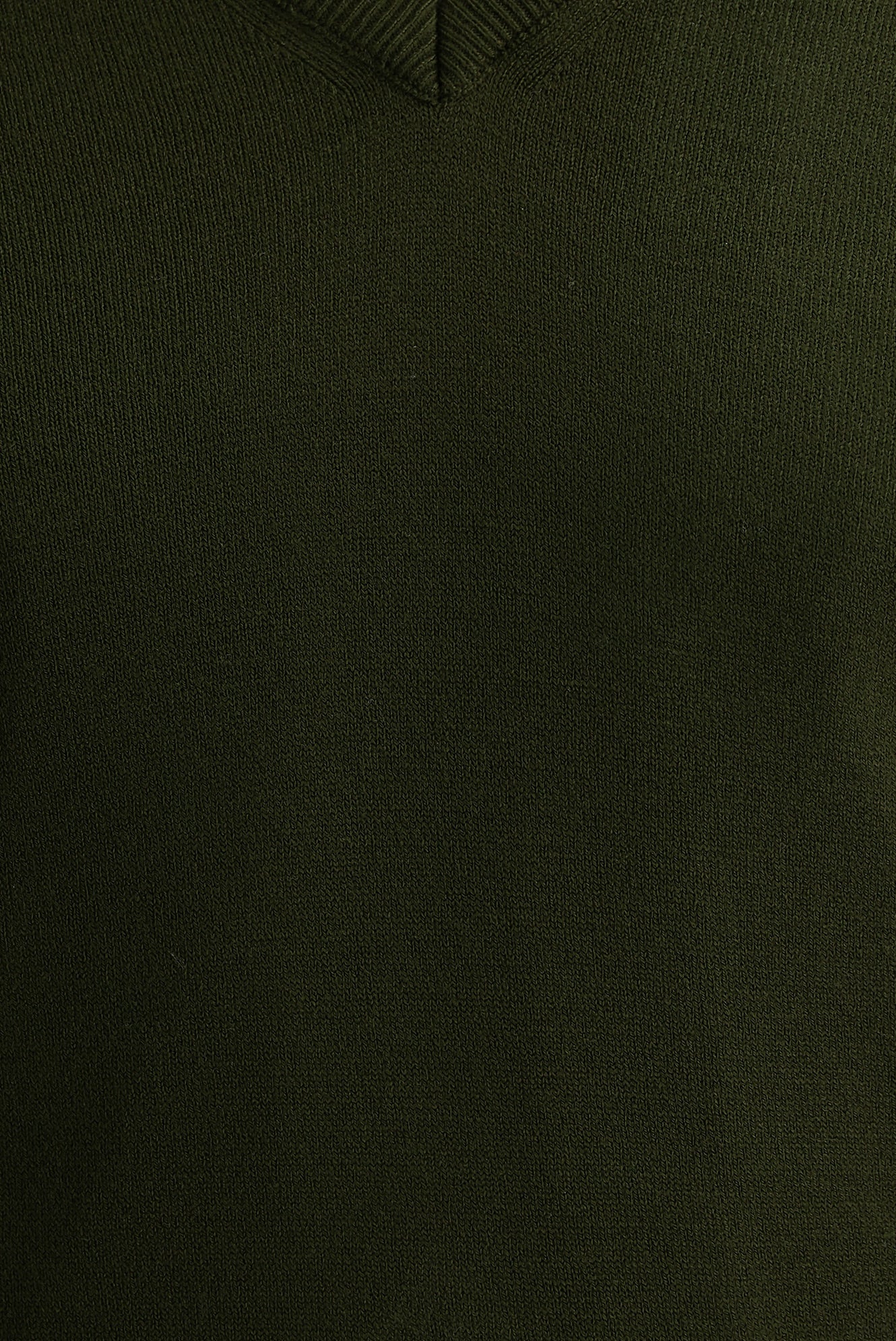 Orta Haki V Yaka Regular Fit Triko Kazak - Image 4