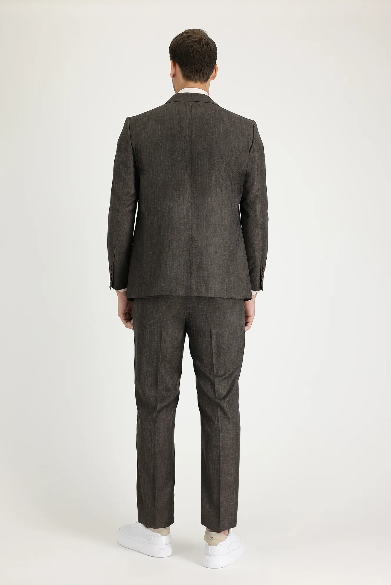 Orta Kahve 6 Drop Regular Fit Standart Kesim Desenli Takım Elbise - Image 3