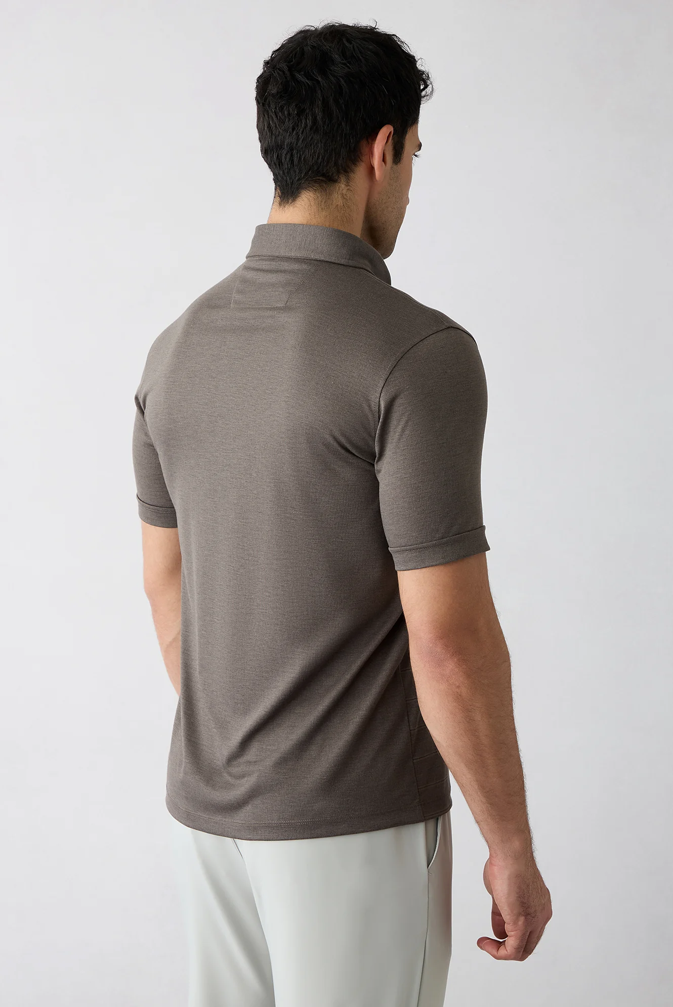 Orta Kahve Regular Fit Çizgili Cepli Düğmeli Polo Yaka Tişört - Image 4