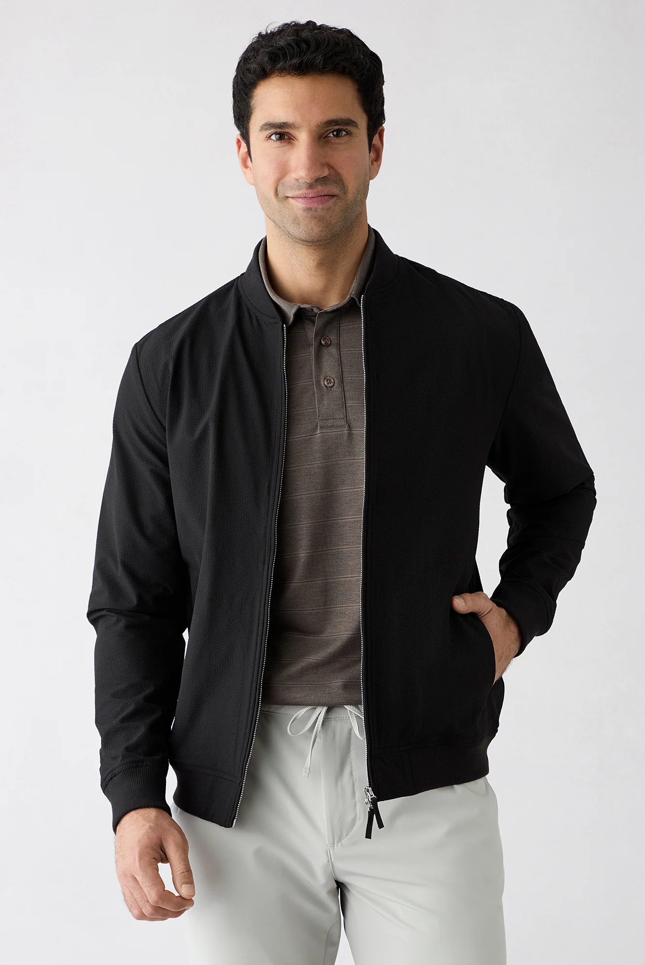 Orta Kahve Regular Fit Çizgili Cepli Düğmeli Polo Yaka Tişört - Image 5
