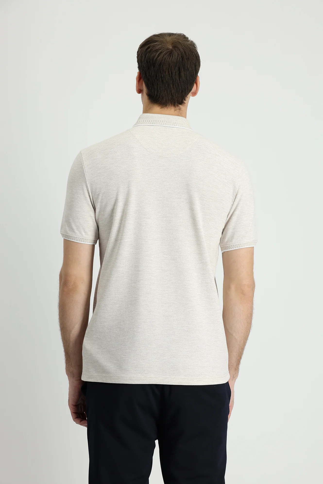 Orta Kahve Polo Yaka Regular Fit Desenli Pamuklu Tişört - Image 3