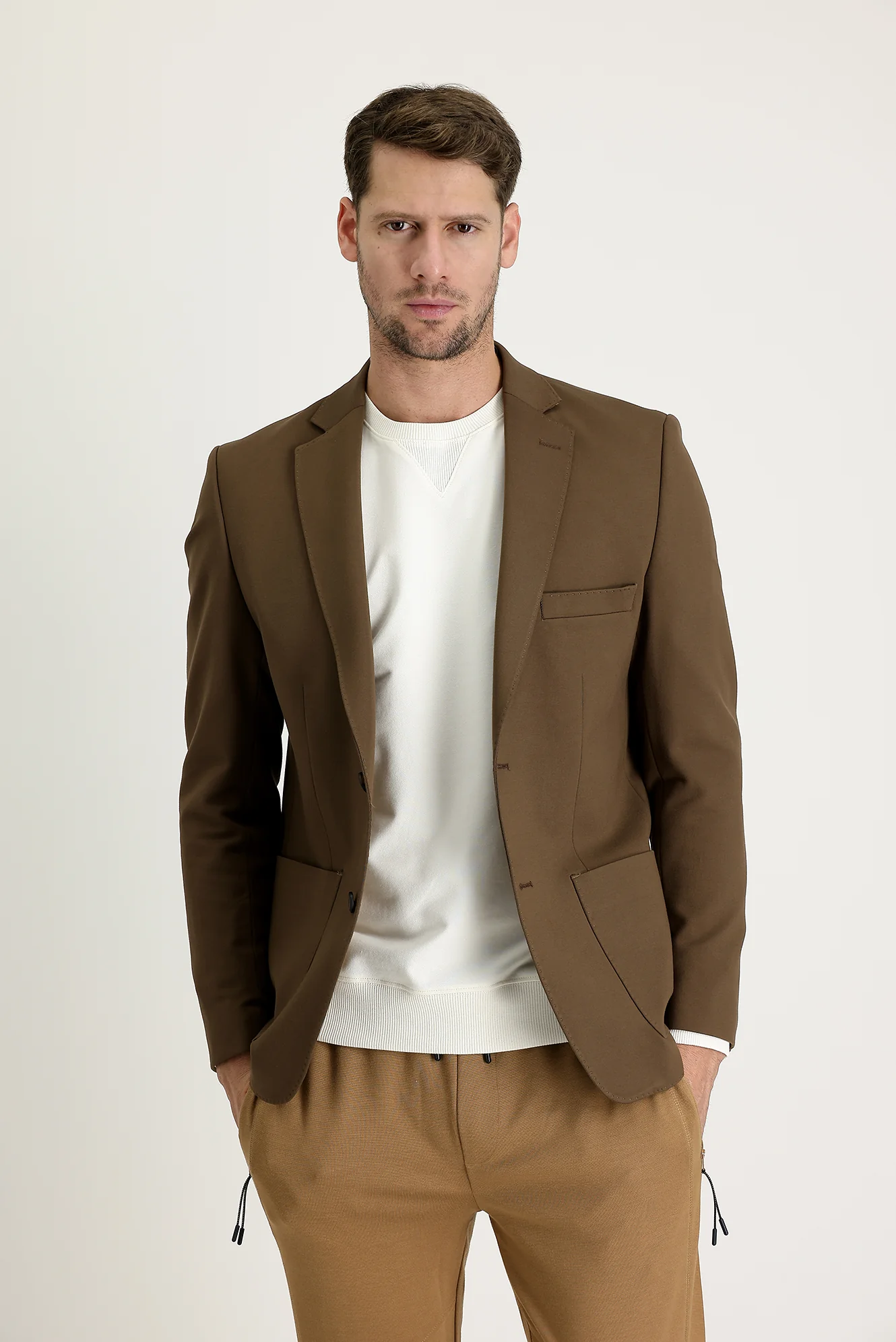 Orta Kahve 6 Drop Regular Fit Standart Kesim Ceket