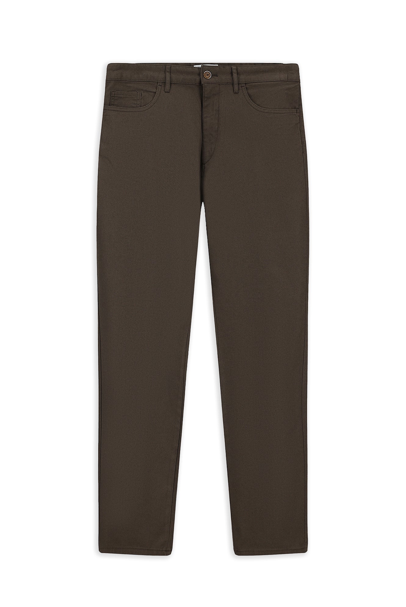 Orta Kahve Regular Fit Standart Kesim Desenli Likralı Kanvas / Chino Pantolon - Image 9