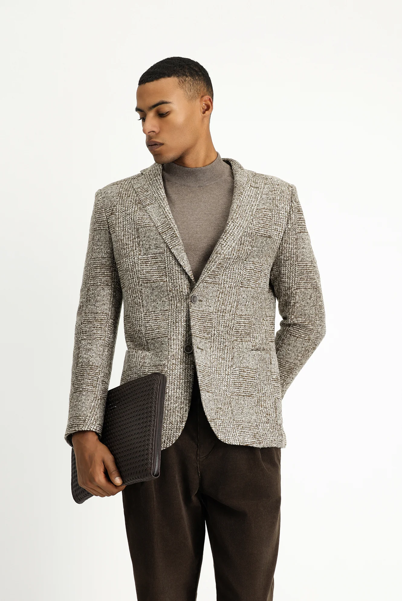 Orta Kahve 6 Drop Regular Fit Standart Kesim Ekose Yünlü Ceket - Image 2
