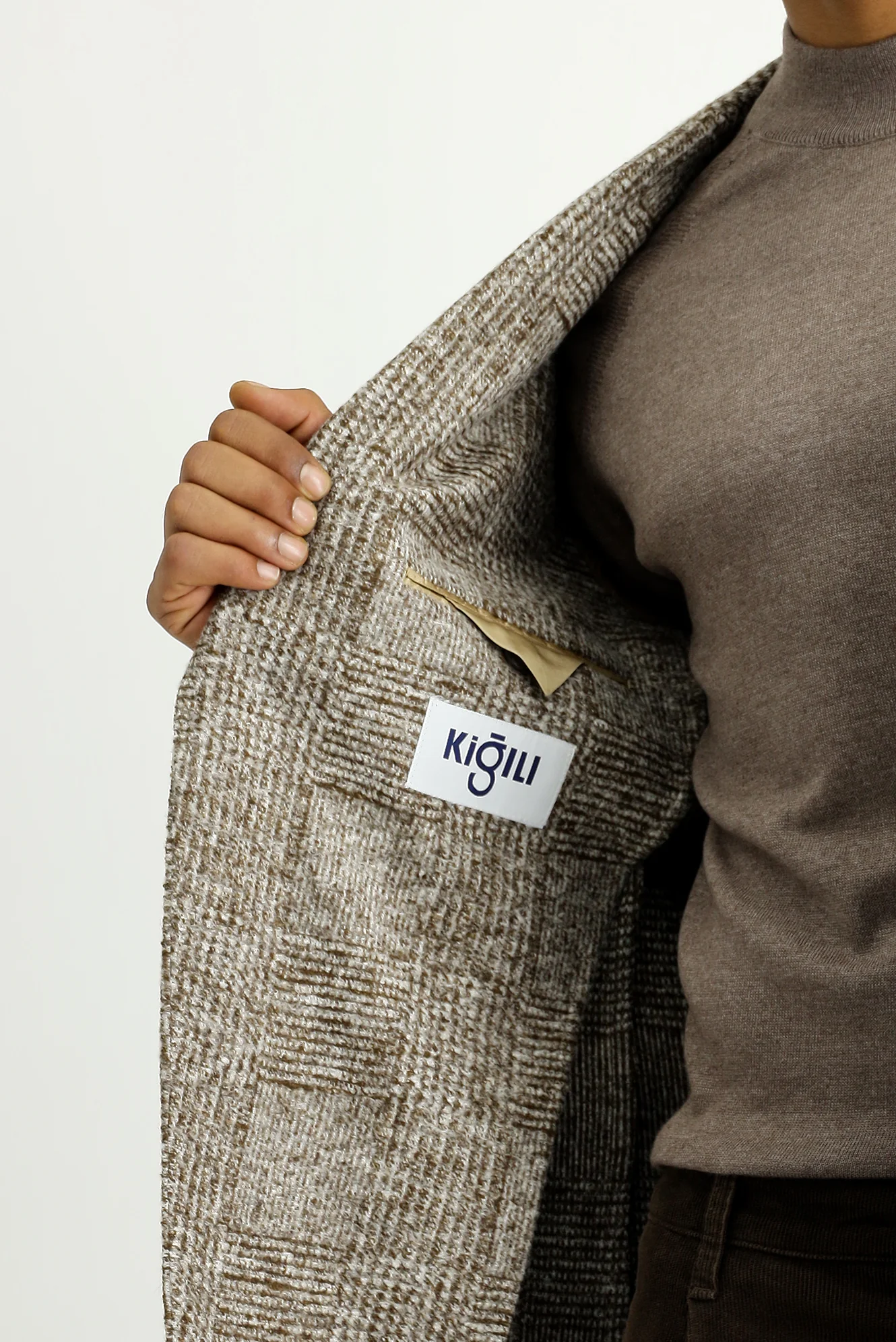 Orta Kahve 6 Drop Regular Fit Standart Kesim Ekose Yünlü Ceket - Image 6