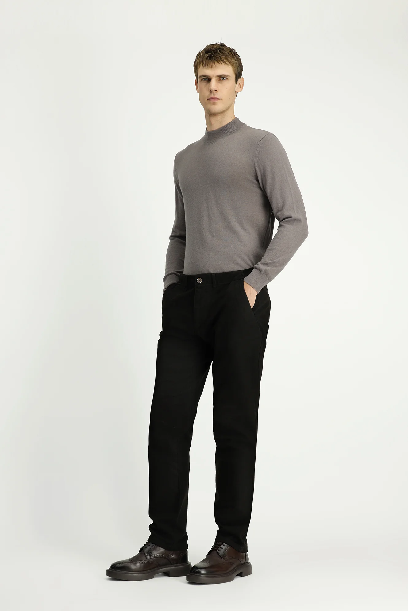 Orta Kahve Regular Fit Standart Kesim Likralı Kanvas / Chino Pantolon - Image 2