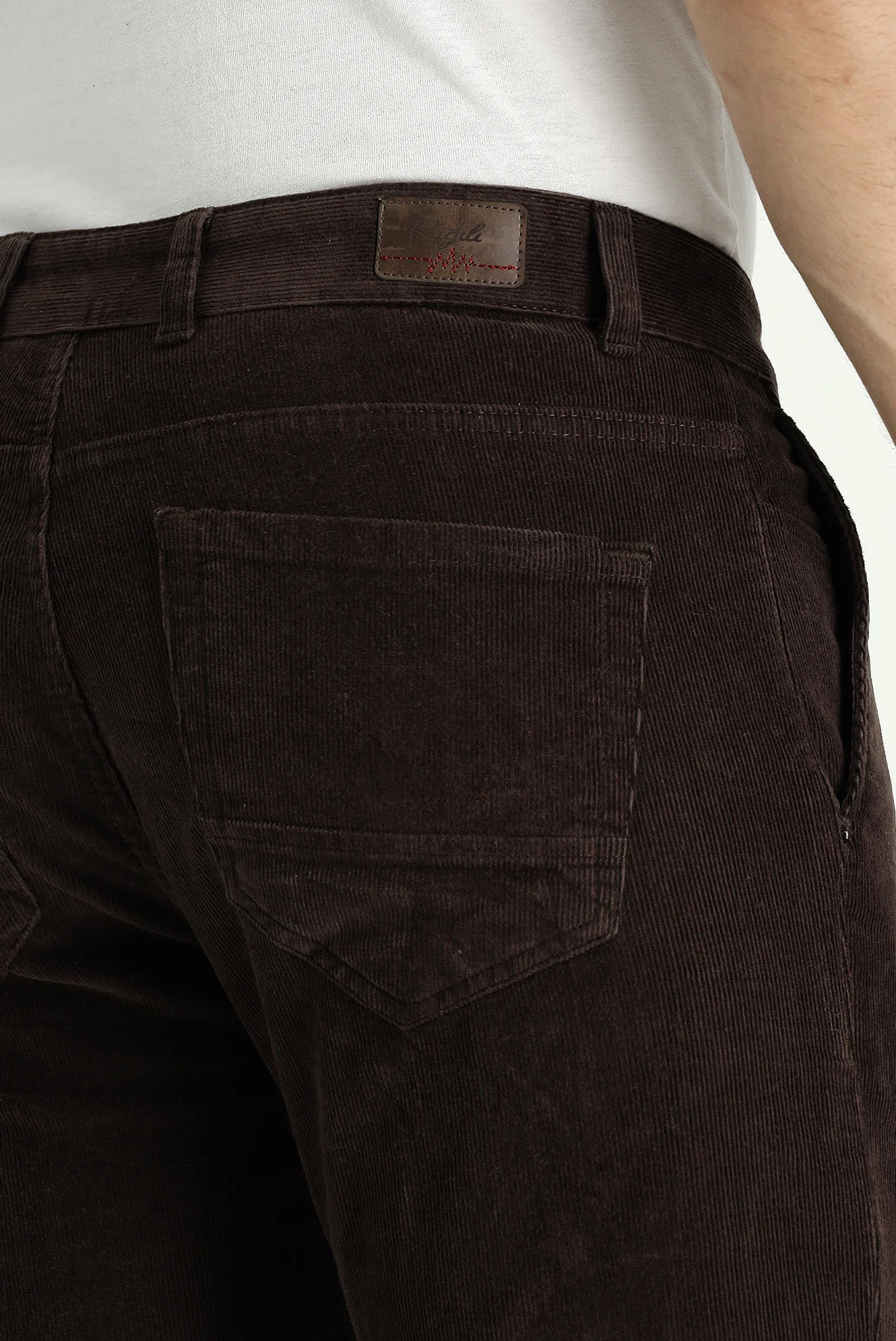Orta Kahve Regular Fit Standart Kesim Likralı Kadife Pantolon - Image 4