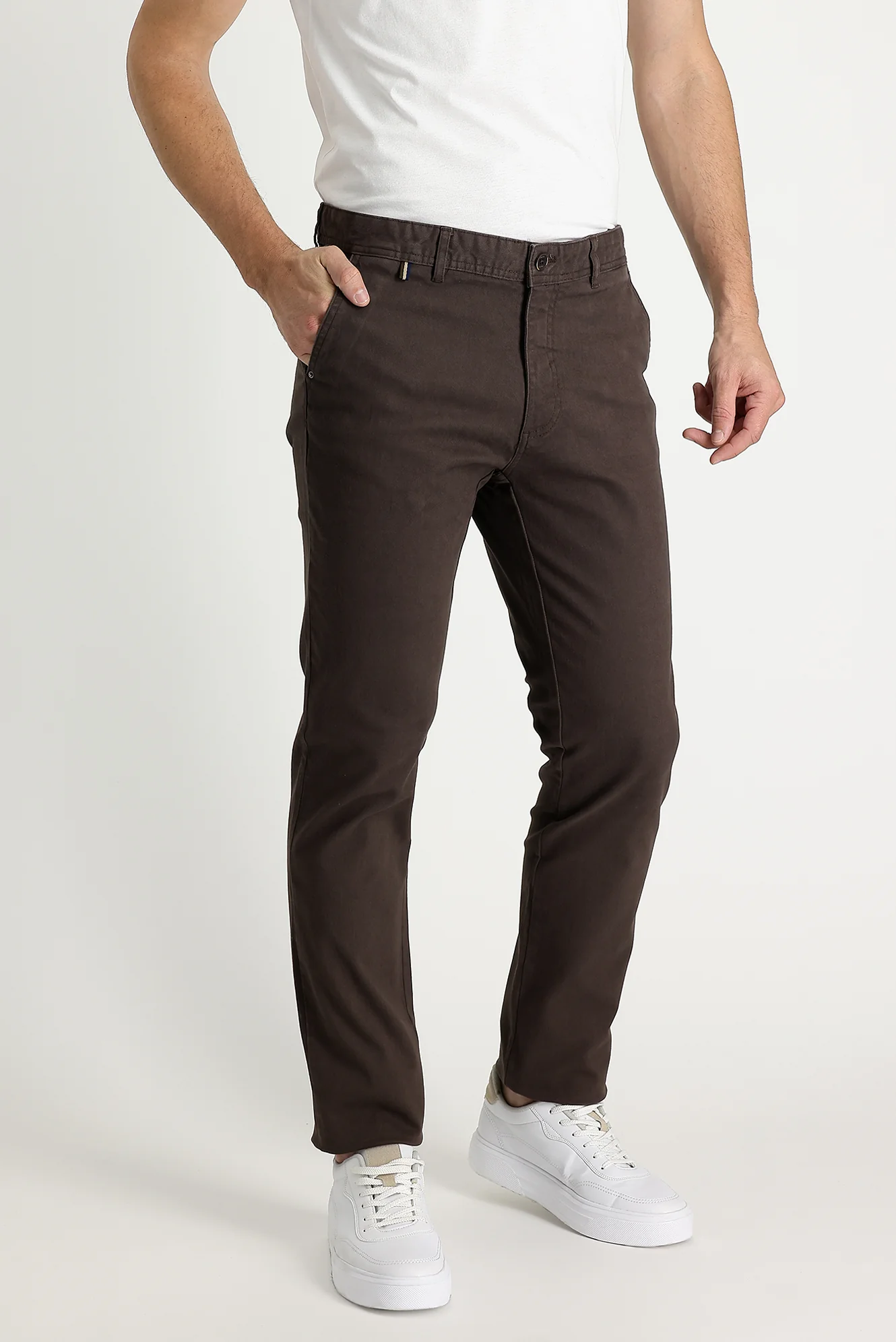 Orta Kahve Regular Fit Standart Kesim Likralı Kanvas / Chino Pantolon - Image 3