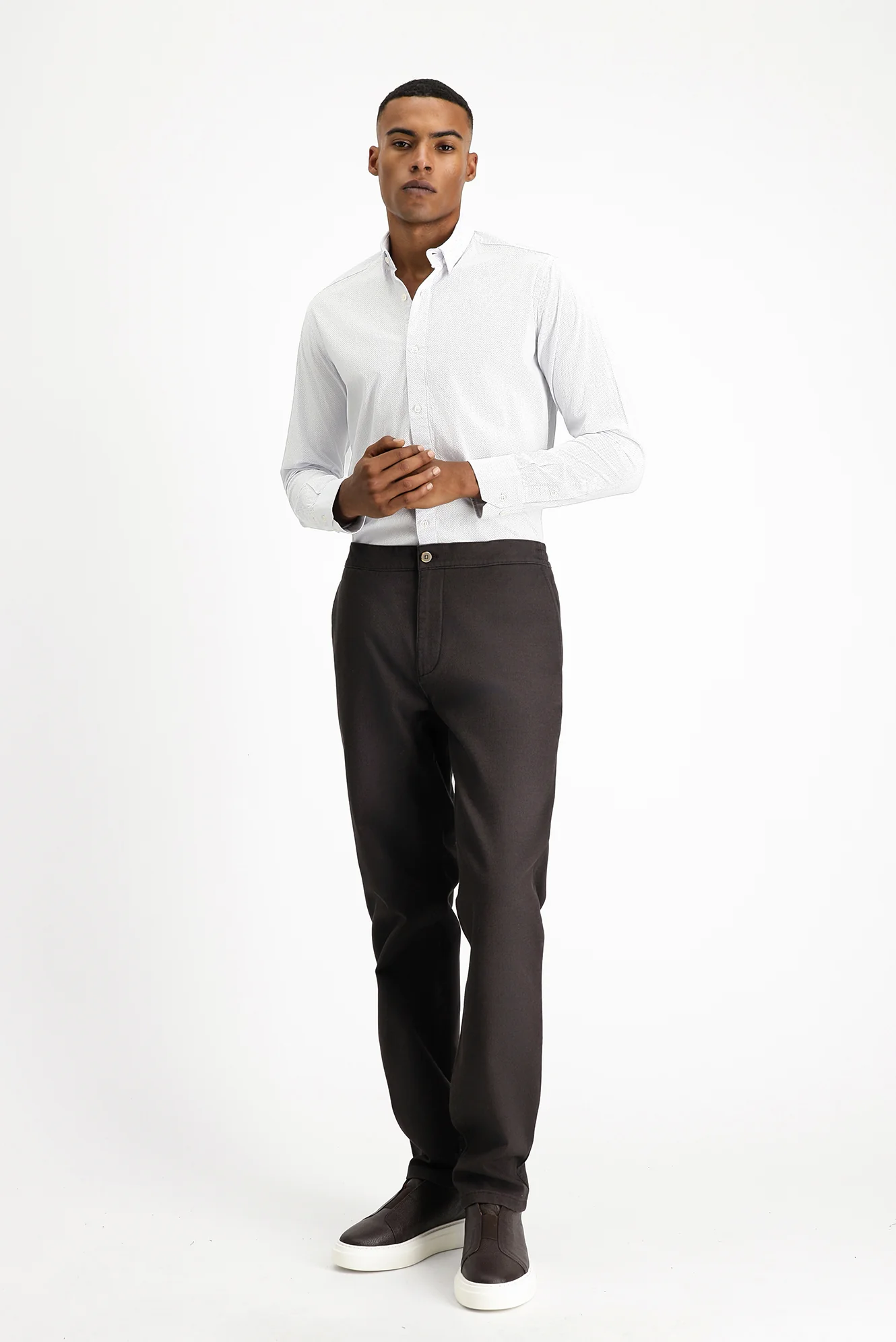 Orta Kahve Regular Fit Standart Kesim Likralı Kanvas / Chino Pantolon - Image 2
