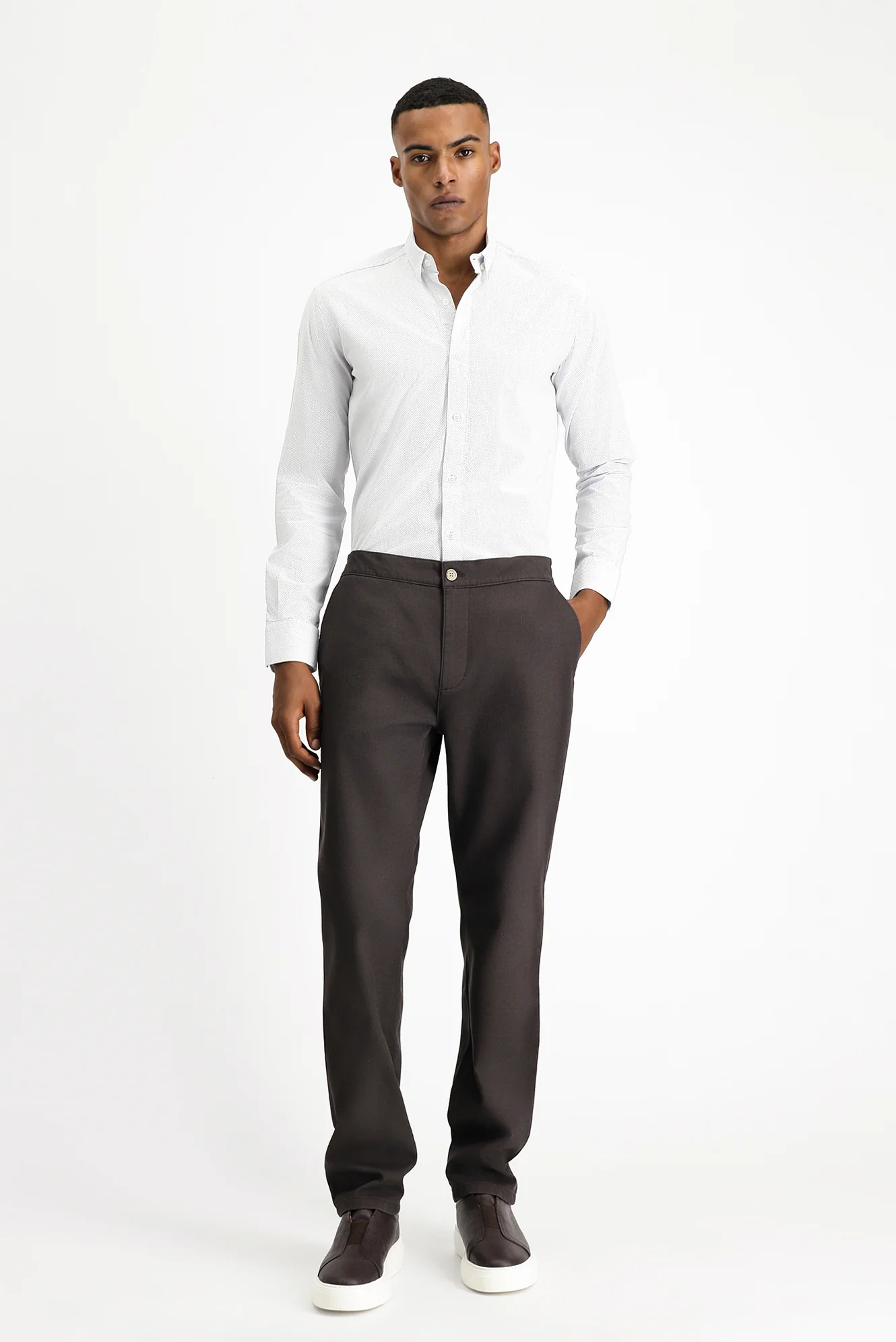 Orta Kahve Regular Fit Standart Kesim Likralı Kanvas / Chino Pantolon - Image 3