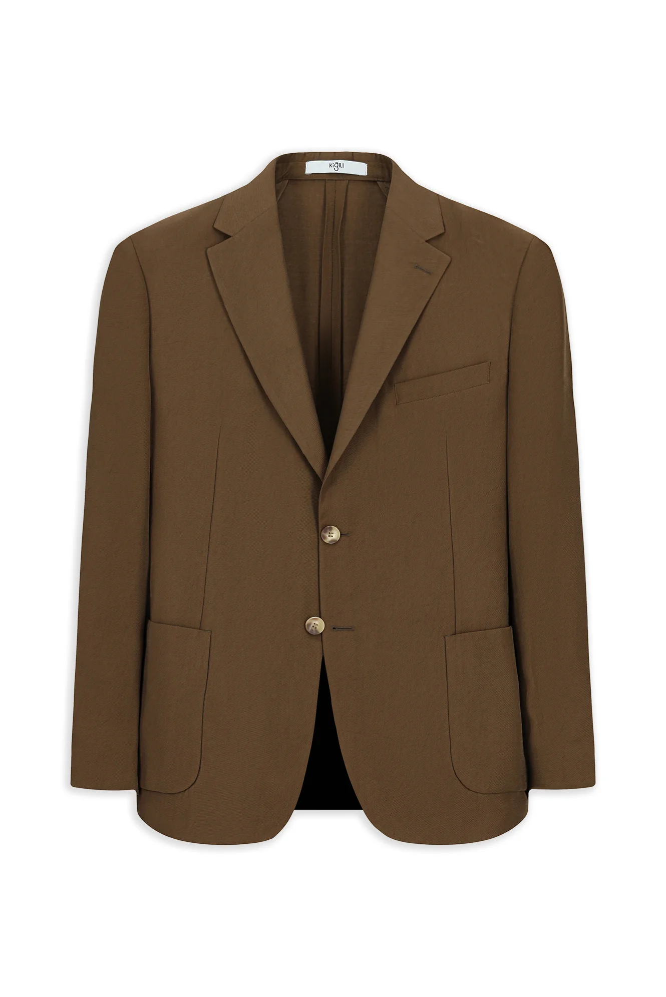 Orta Kahve 7 Drop Slim Fit Dar Kesim Mono Yaka Toba Cep Beli Lastikli Desenli Modal Karışımlı Takım Elbise - Image 2
