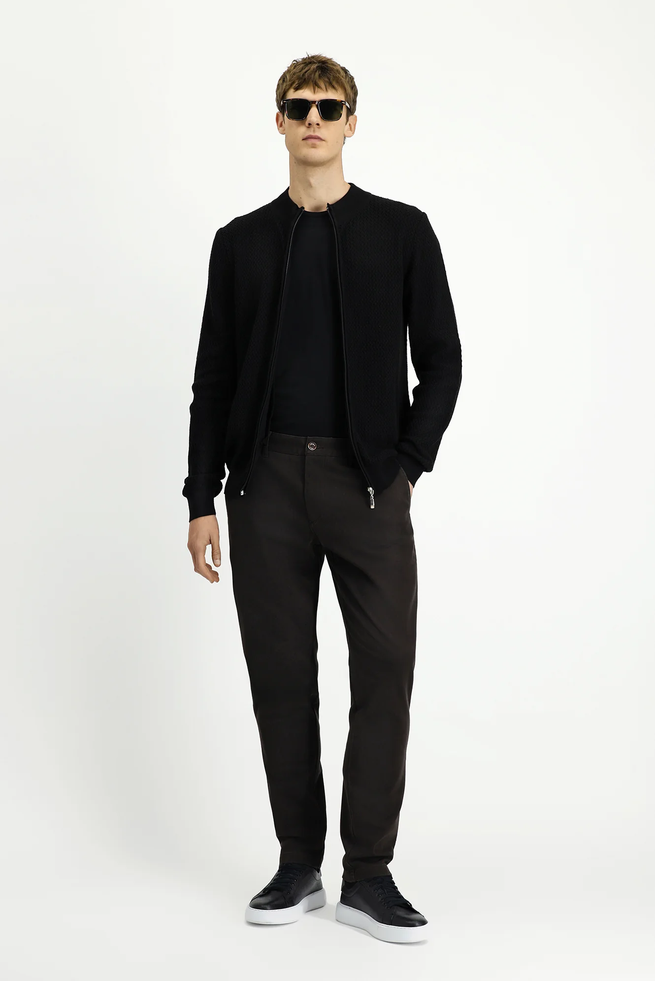 Orta Kahve Slim Fit Dar Kesim Likralı Kanvas / Chino Pantolon