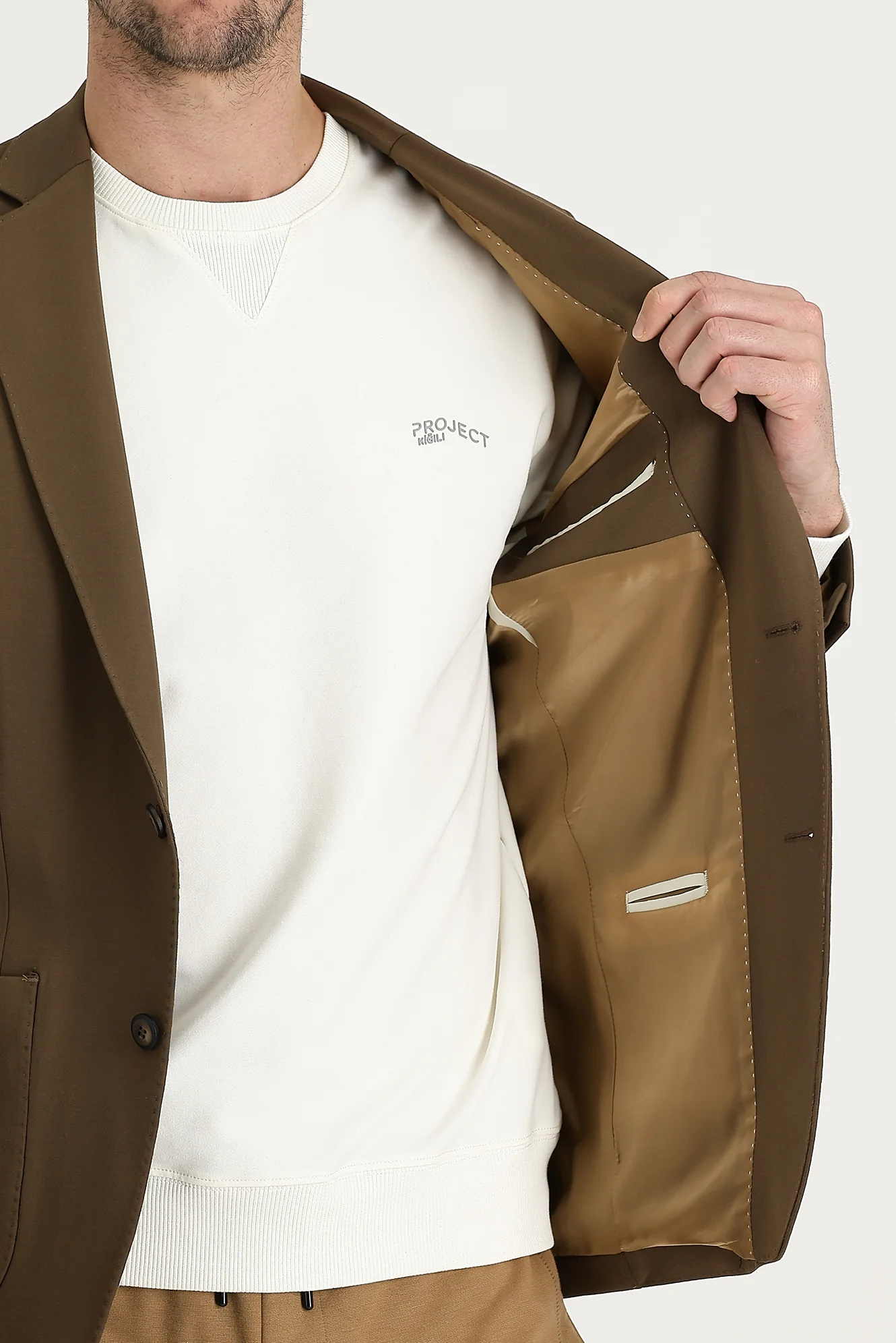 Orta Kahve 4 Drop Relaxed Fit Rahat Kesim Ceket - Image 4