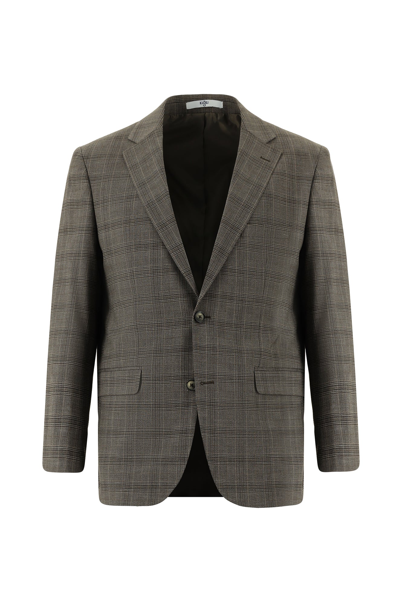 Orta Kahve 4 Drop Relaxed Fit Rahat Kesim Ekose Takım Elbise - Image 2