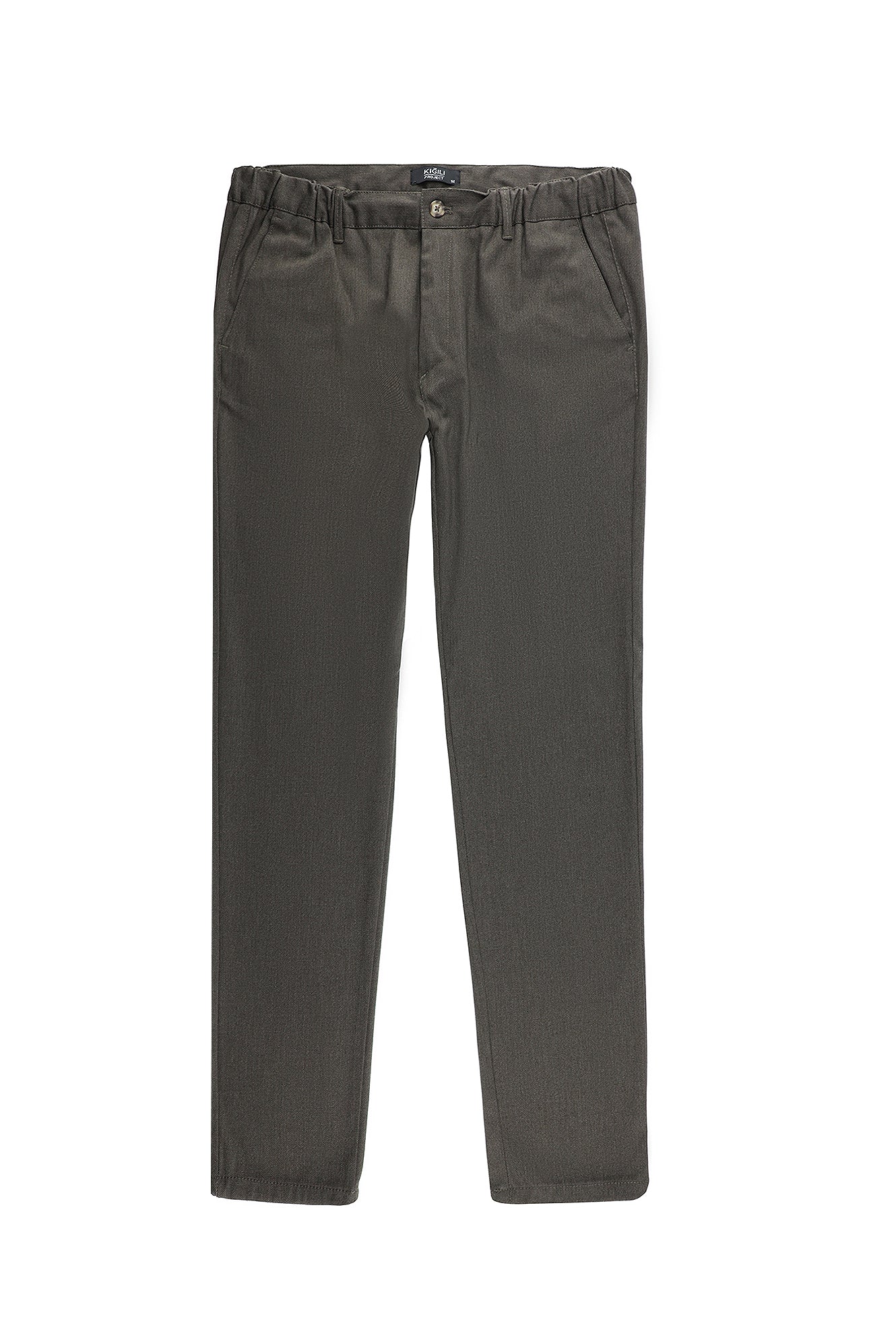 Orta Kahve Slim Fit Dar Kesim Beli Lastikli Likralı Kanvas / Chino Pantolon