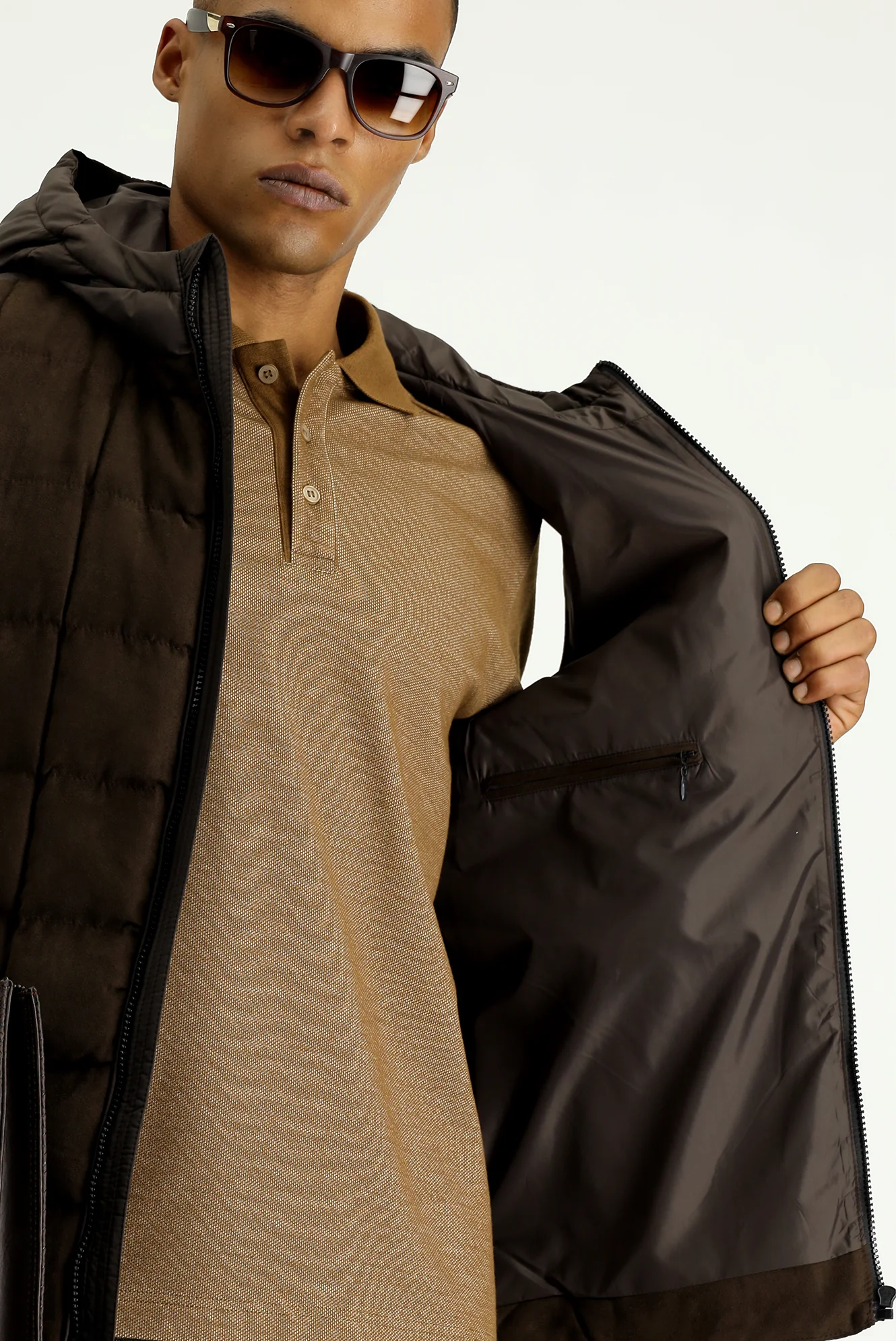 Orta Kahve Slim Fit Dar Kesim Kapüşonlu Spor Yelek - Image 7