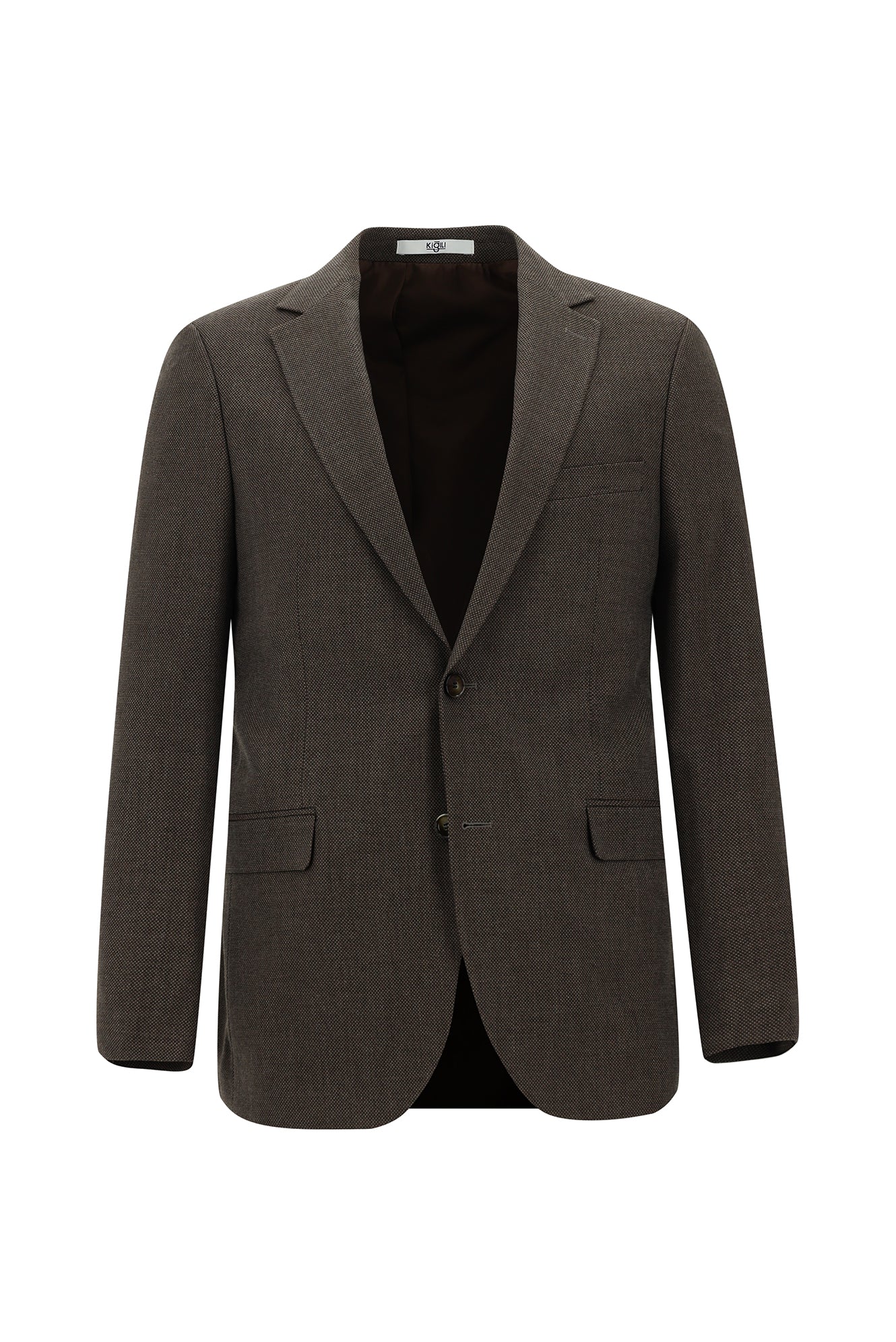Orta Kahve 7 Drop Slim Fit Dar Kesim Desenli Takım Elbise - Image 2