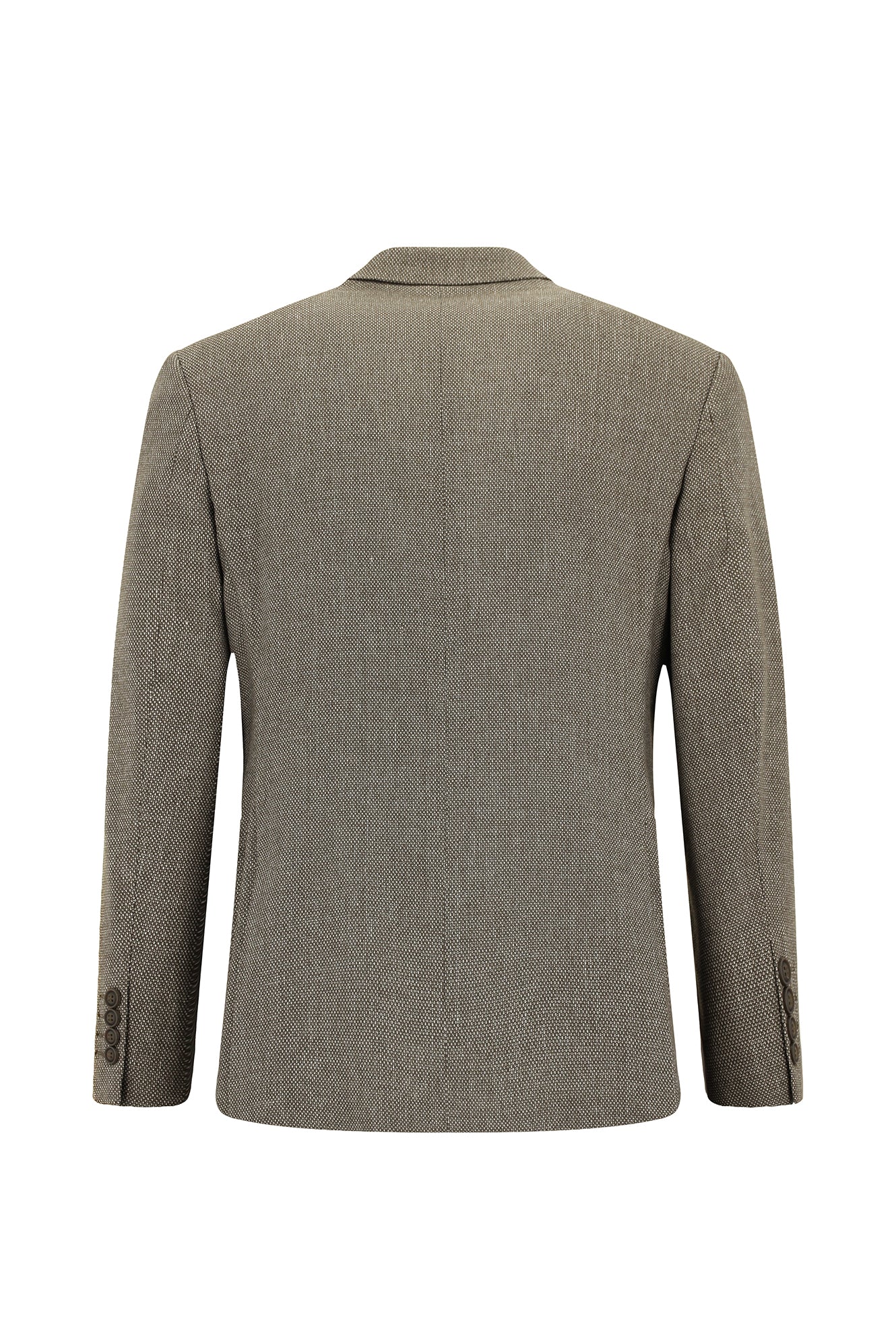Orta Kahve 7 Drop Slim Fit Dar Kesim Klasik Keten Karışımlı Desenli Ceket - Image 2