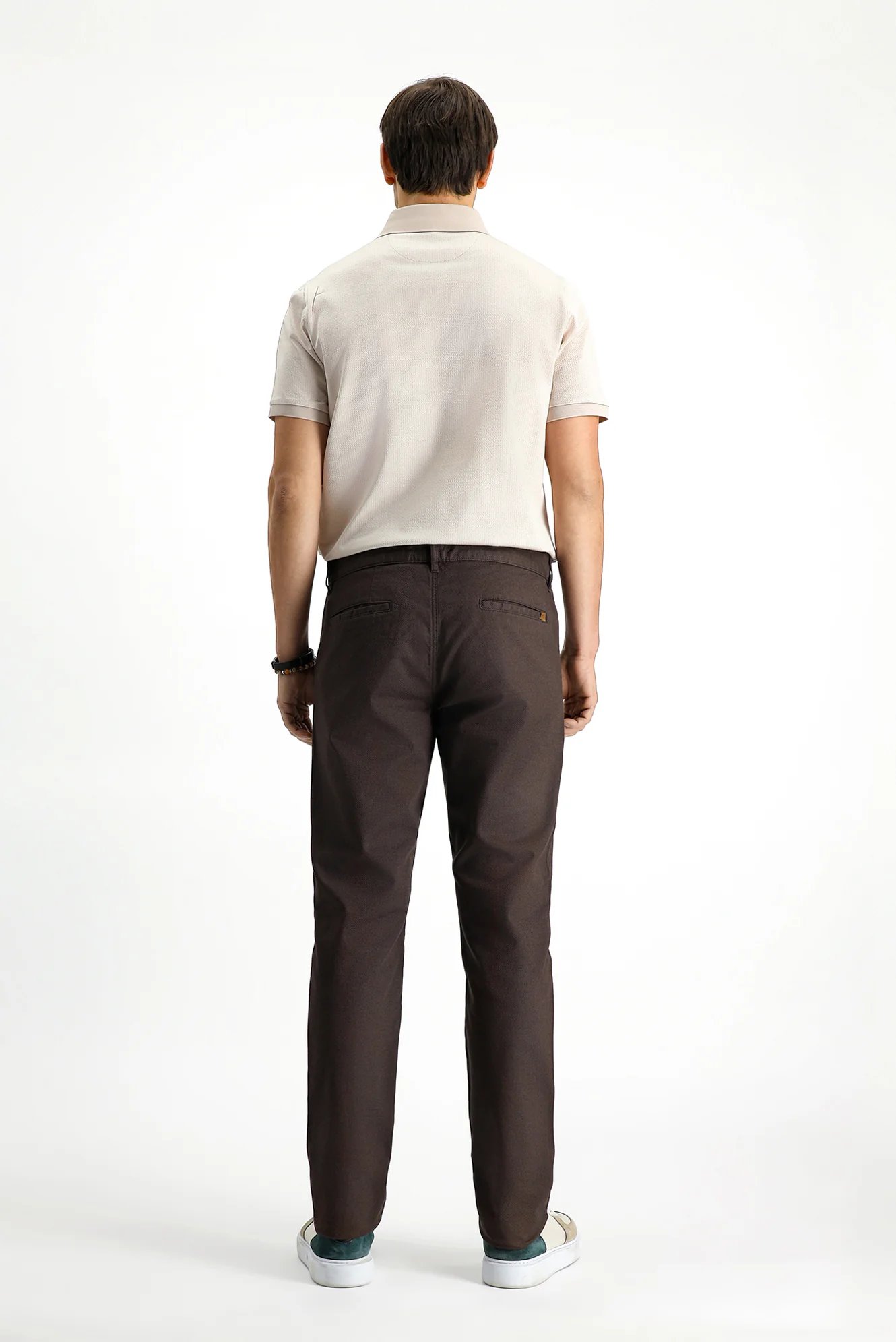 Orta Kahve Slim Fit Dar Kesim Likralı Desenli Kanvas / Chino Pantolon - Image 4