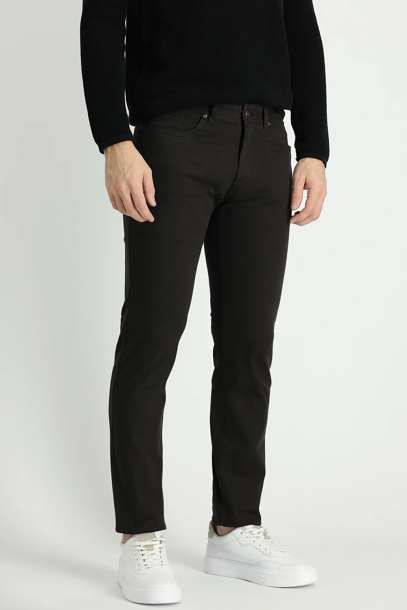 Orta Kahve Slim Fit Dar Kesim Likralı Kanvas / Chino Pantolon - Image 2