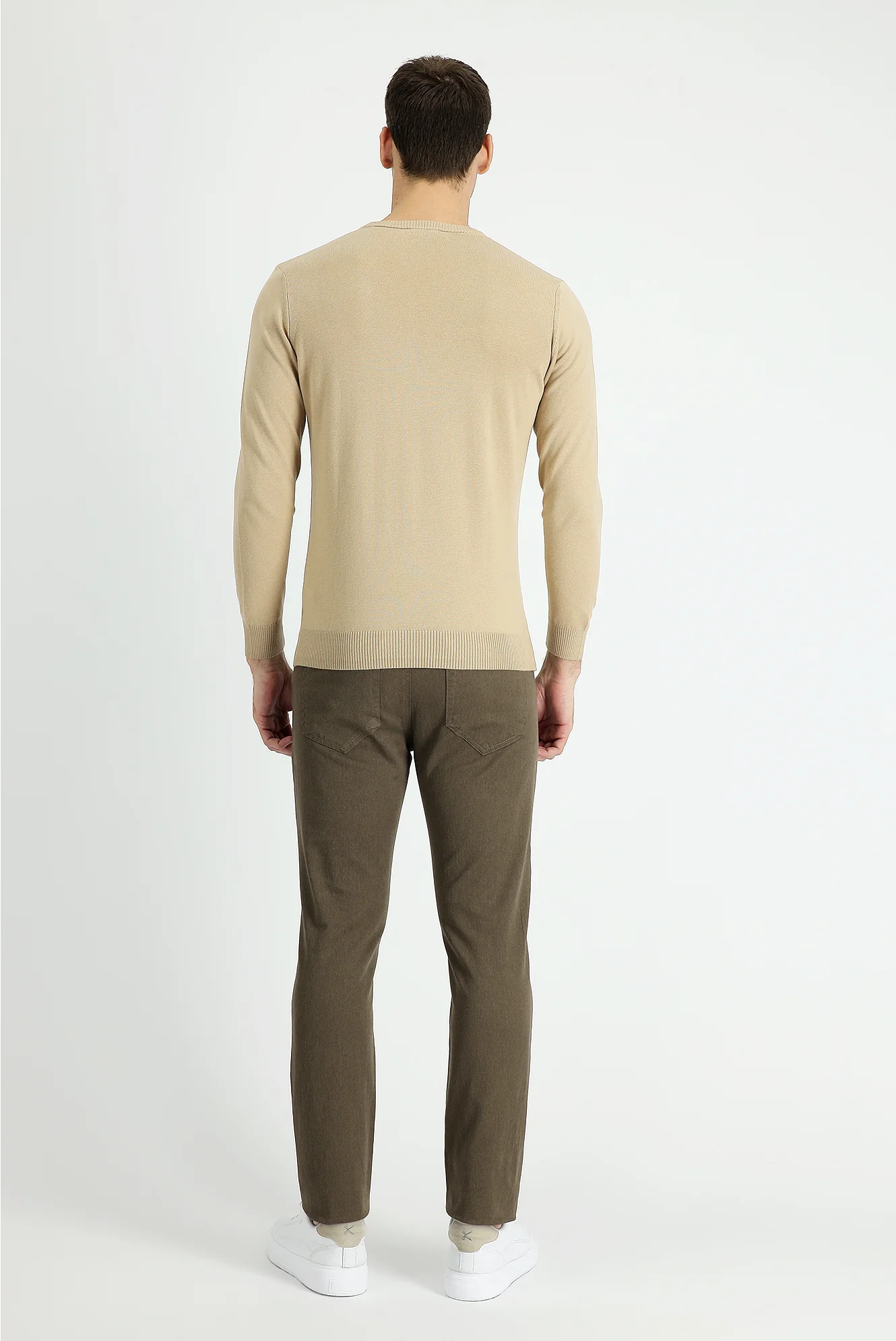 Orta Kahve Slim Fit Dar Kesim Likralı Kanvas / Chino Pantolon - Image 3