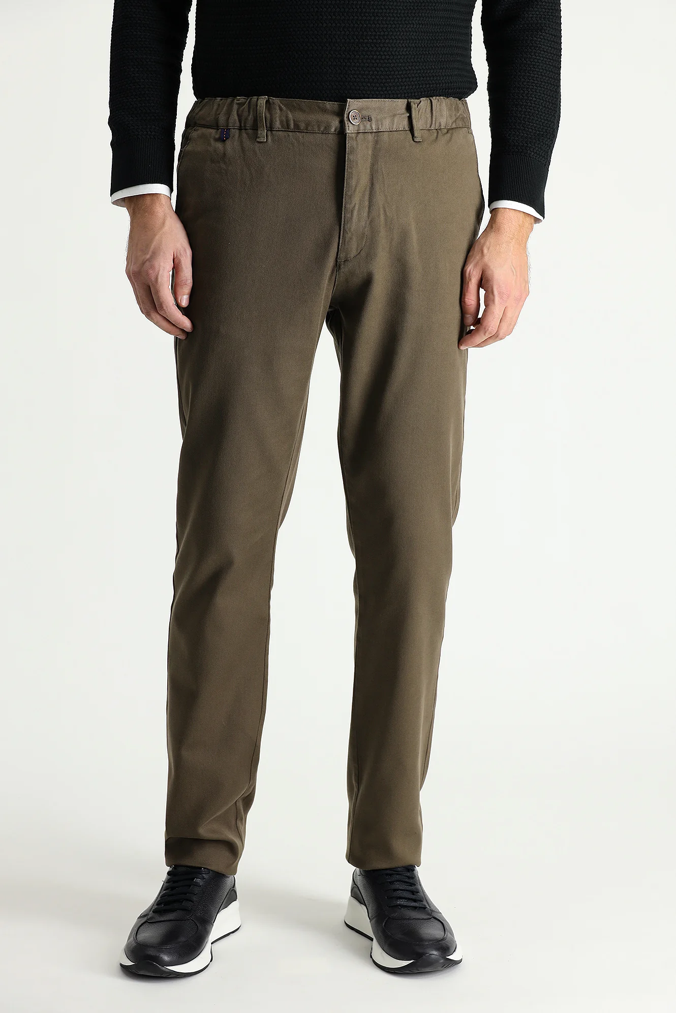Orta Kahve Slim Fit Dar Kesim Likralı Kanvas / Chino Pantolon - Image 3