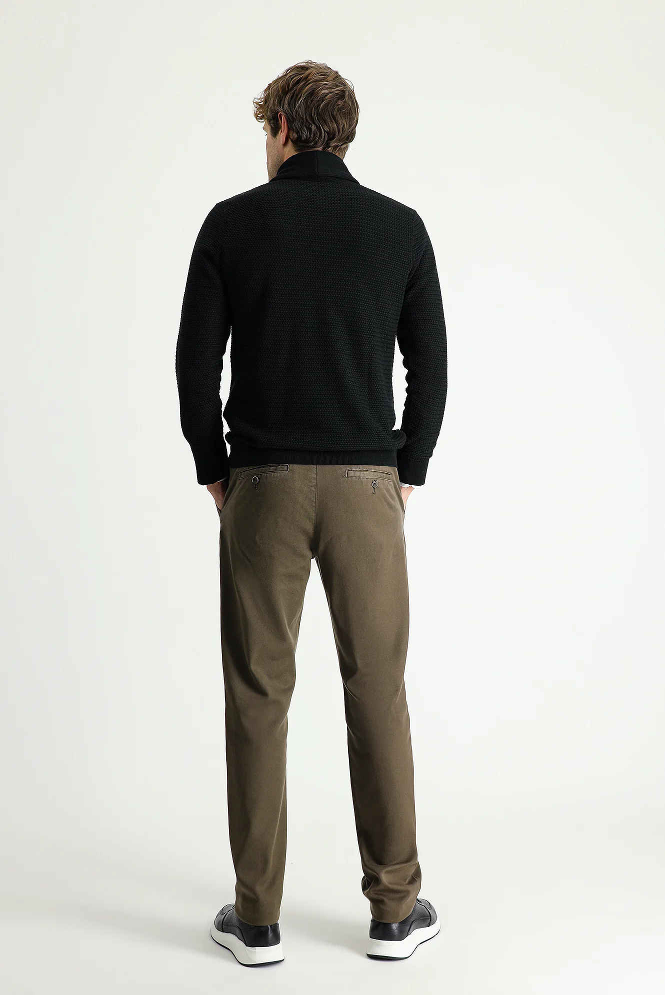 Orta Kahve Slim Fit Dar Kesim Likralı Kanvas / Chino Pantolon - Image 4