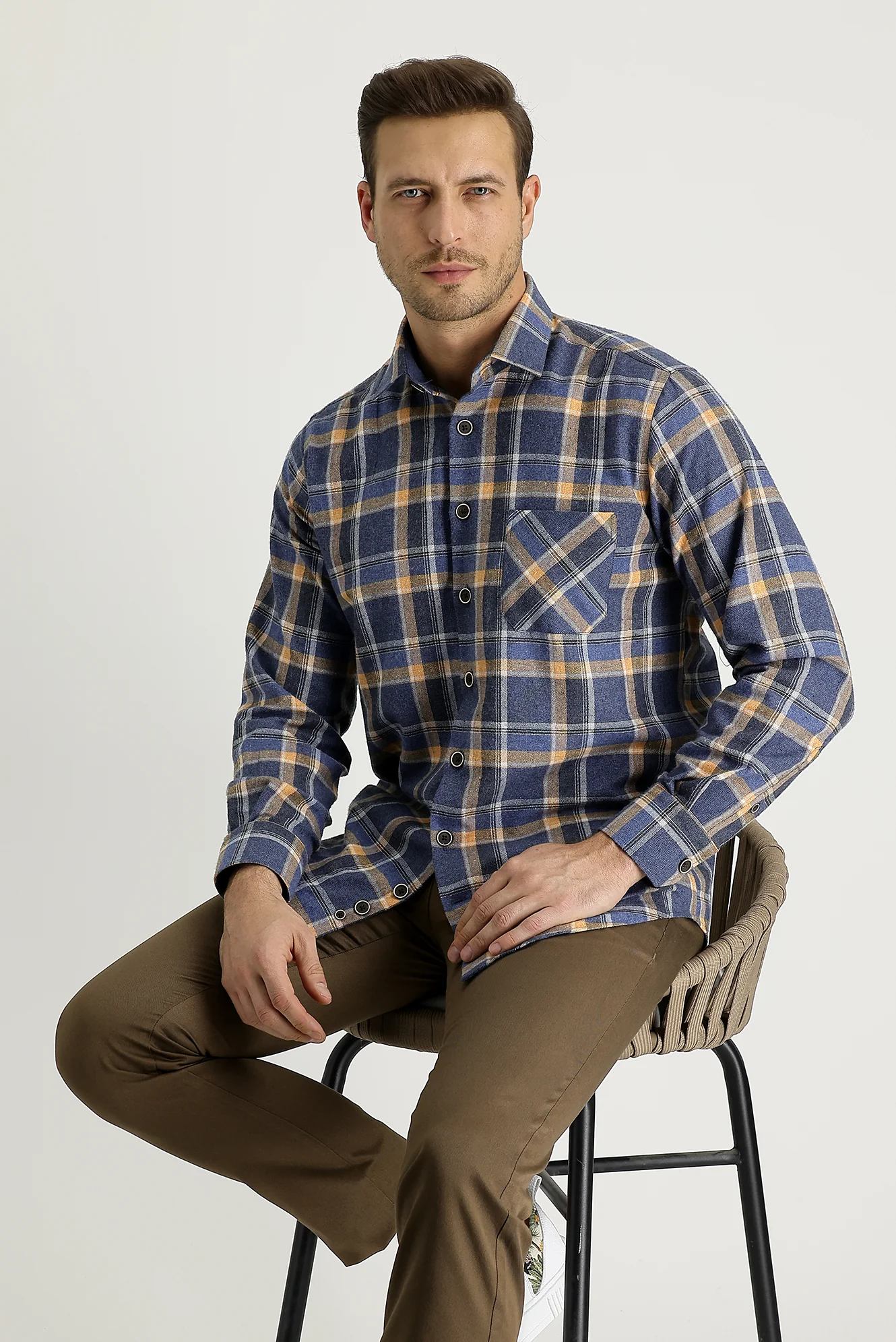 Orta Kahve Slim Fit Dar Kesim Pamuk Kanvas / Chino Pantolon - Image 2