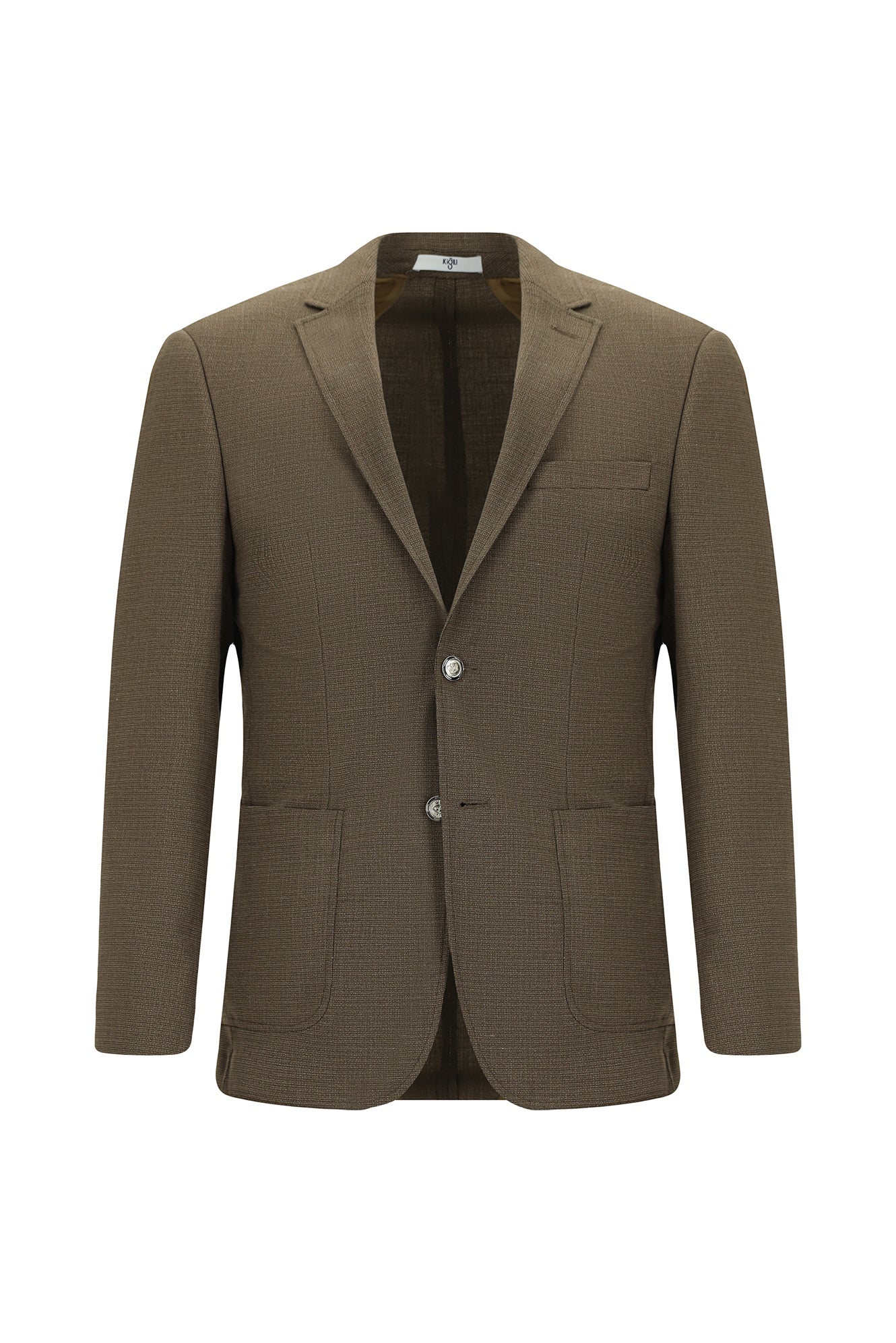 Orta Kahve 7 Drop Super Slim Fit Eksra Dar Kesim Desenli Beli Lastikli İpli Spor Takım Elbise - Image 2