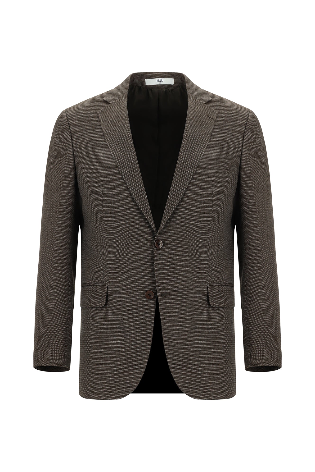 Orta Kahve 7 Drop Super Slim Fit Eksra Dar Kesim Desenli Takım Elbise - Image 2