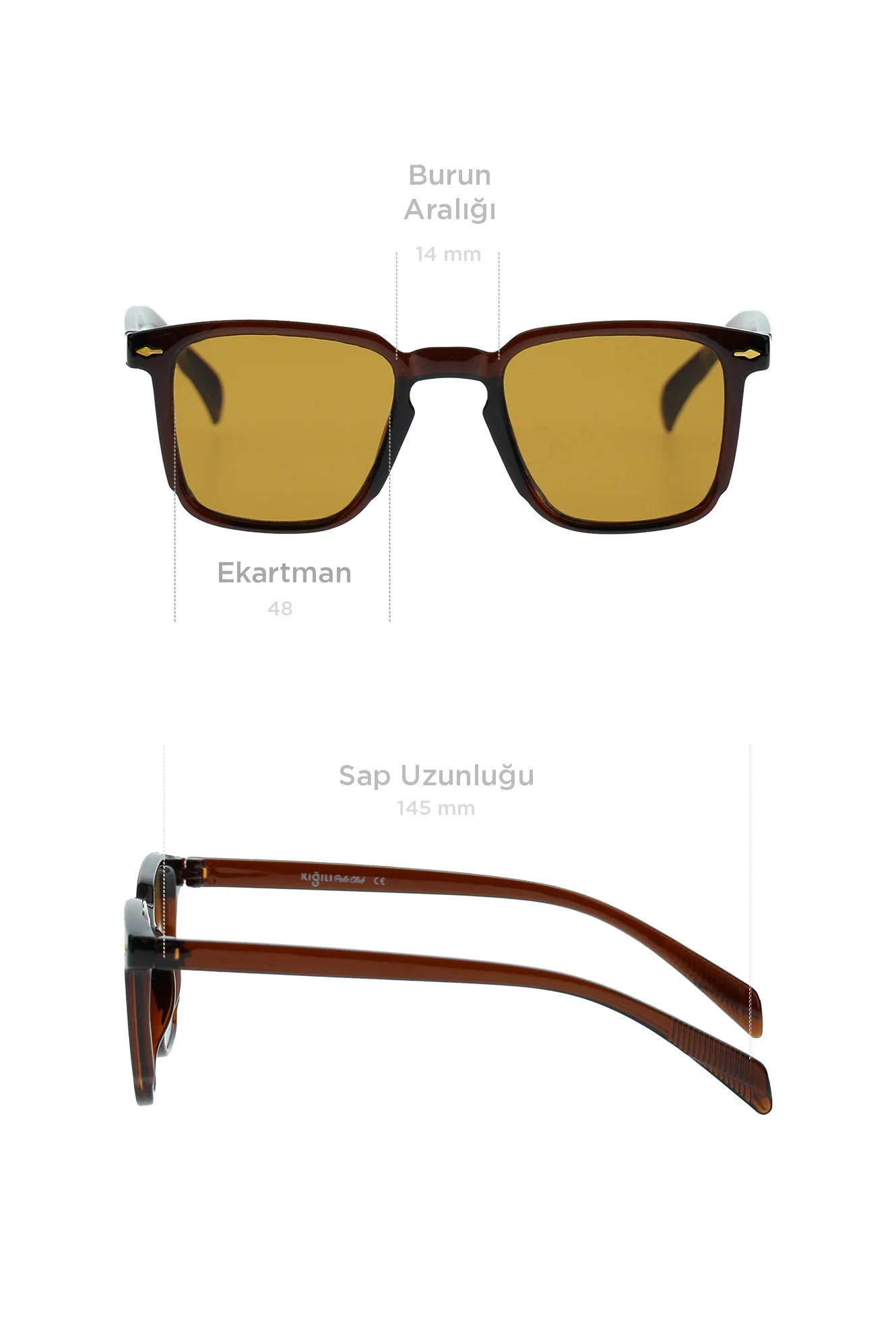 Orta Kahve UV400 Korumalı Erkek Güneş Gözlüğü - Image 6