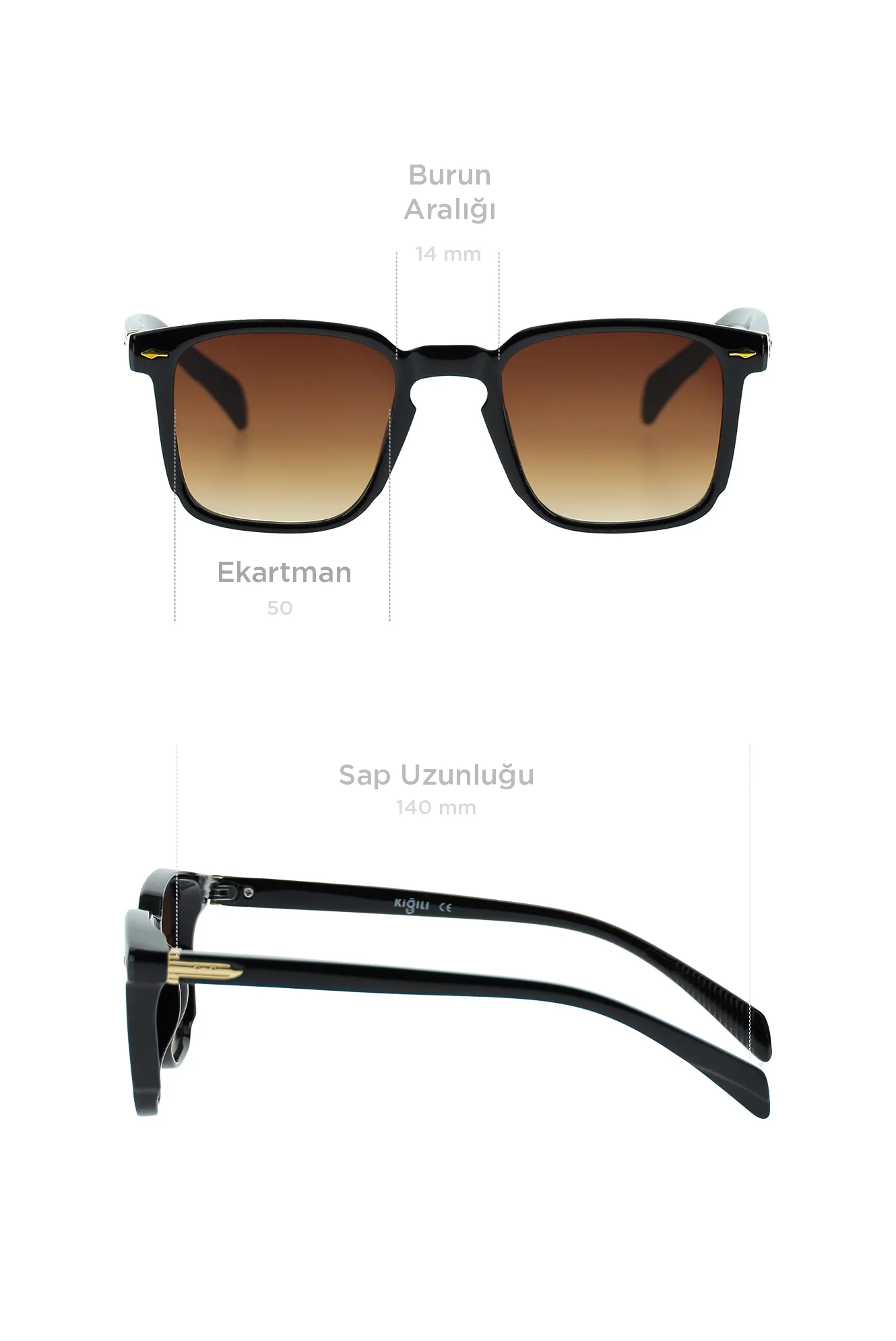 Orta Kahve UV400 Korumalı Kemik Çerçeve Erkek Güneş Gözlüğü - Image 8