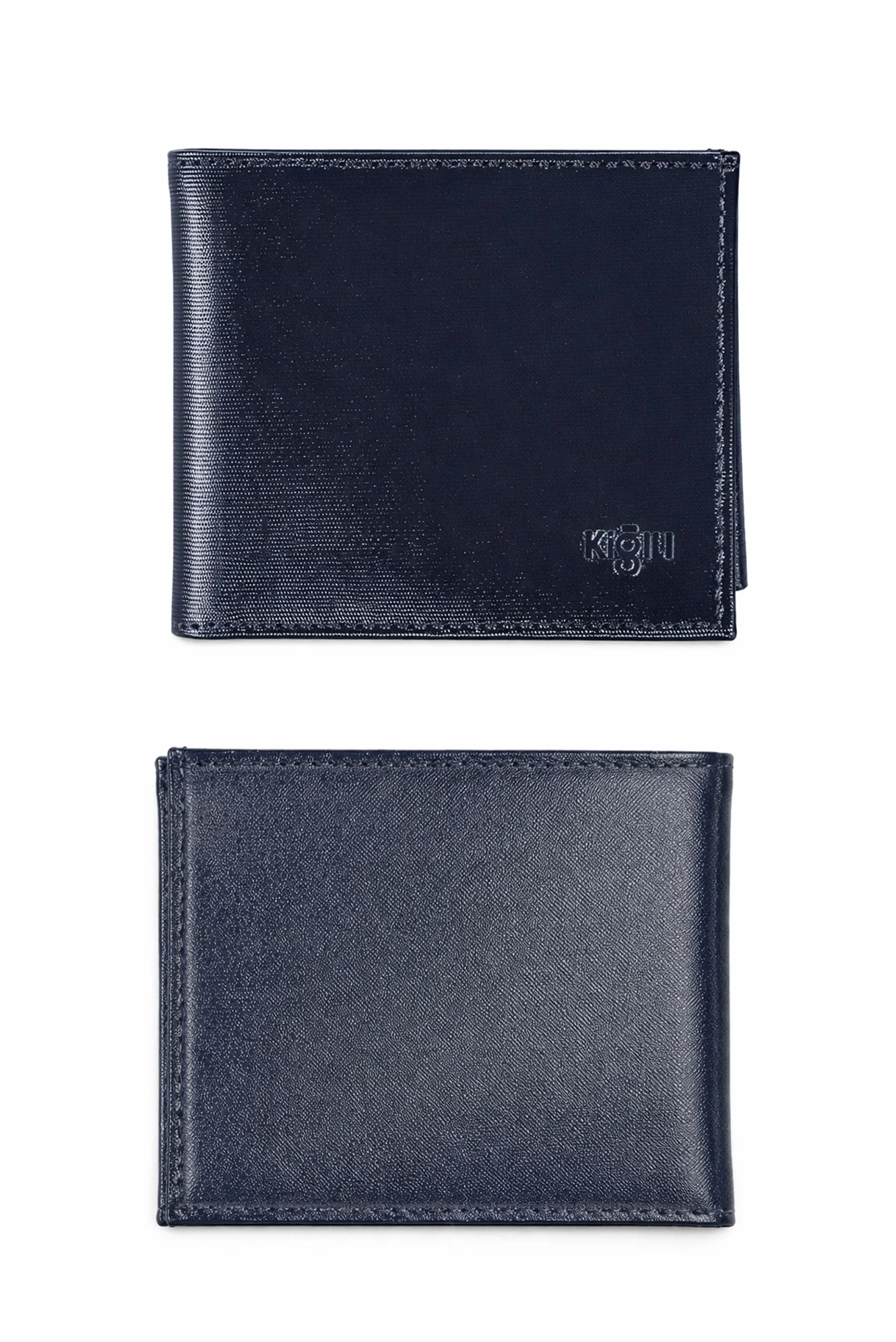 Orta Lacivert Desenli 3'lü Kemer & Cüzdan & Kartlık Hediye Kutulu Set - Image 3