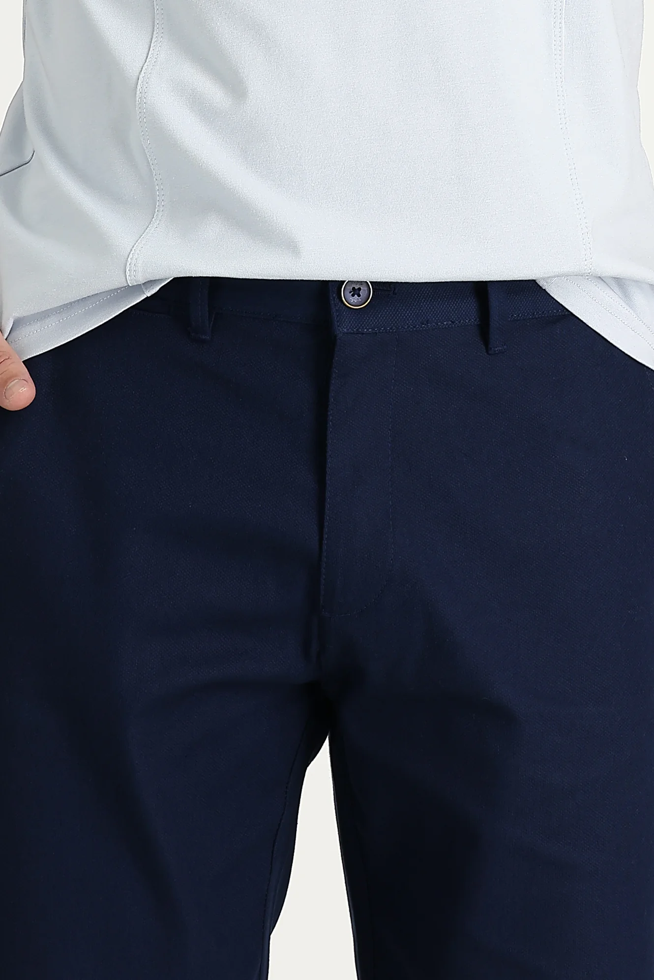 Orta Lacivert Regular Fit Standart Kesim Pamuklu Bermuda Şort - Image 3