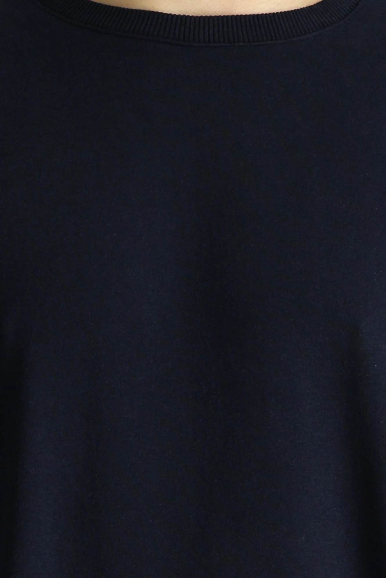 Orta Lacivert Bisiklet Yaka Oversize Pamuklu Sweatshirt - Image 5
