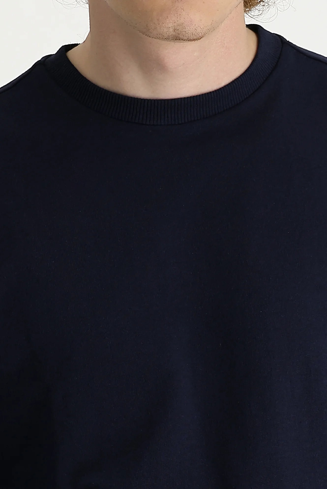 Orta Lacivert Bisiklet Yaka Regular Fit Mevsimlik 2 İplik Pamuklu Sweatshirt - Image 4