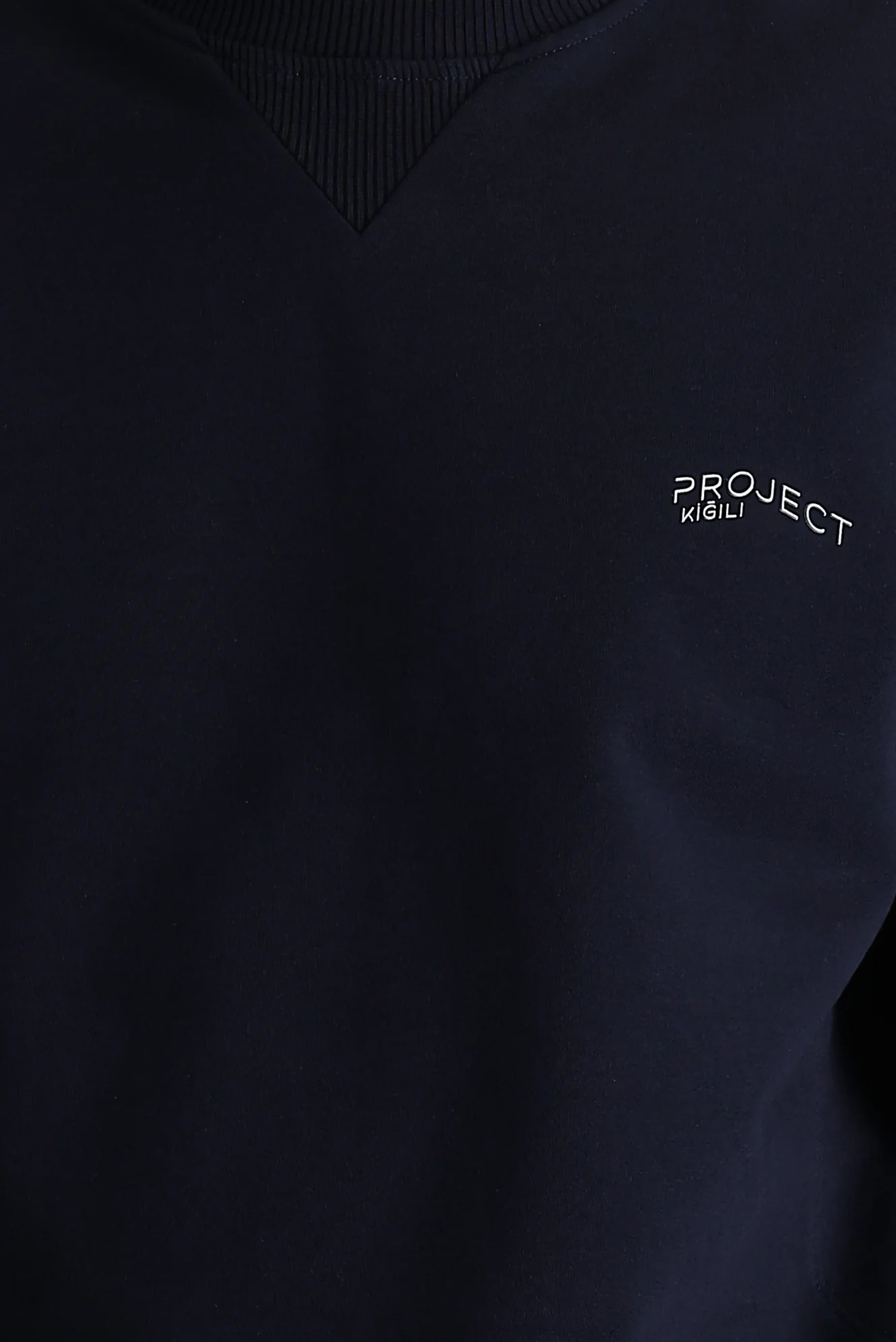 Orta Lacivert Bisiklet Yaka Slim Fit Dar Kesim Baskılı Sweatshirt - Image 4
