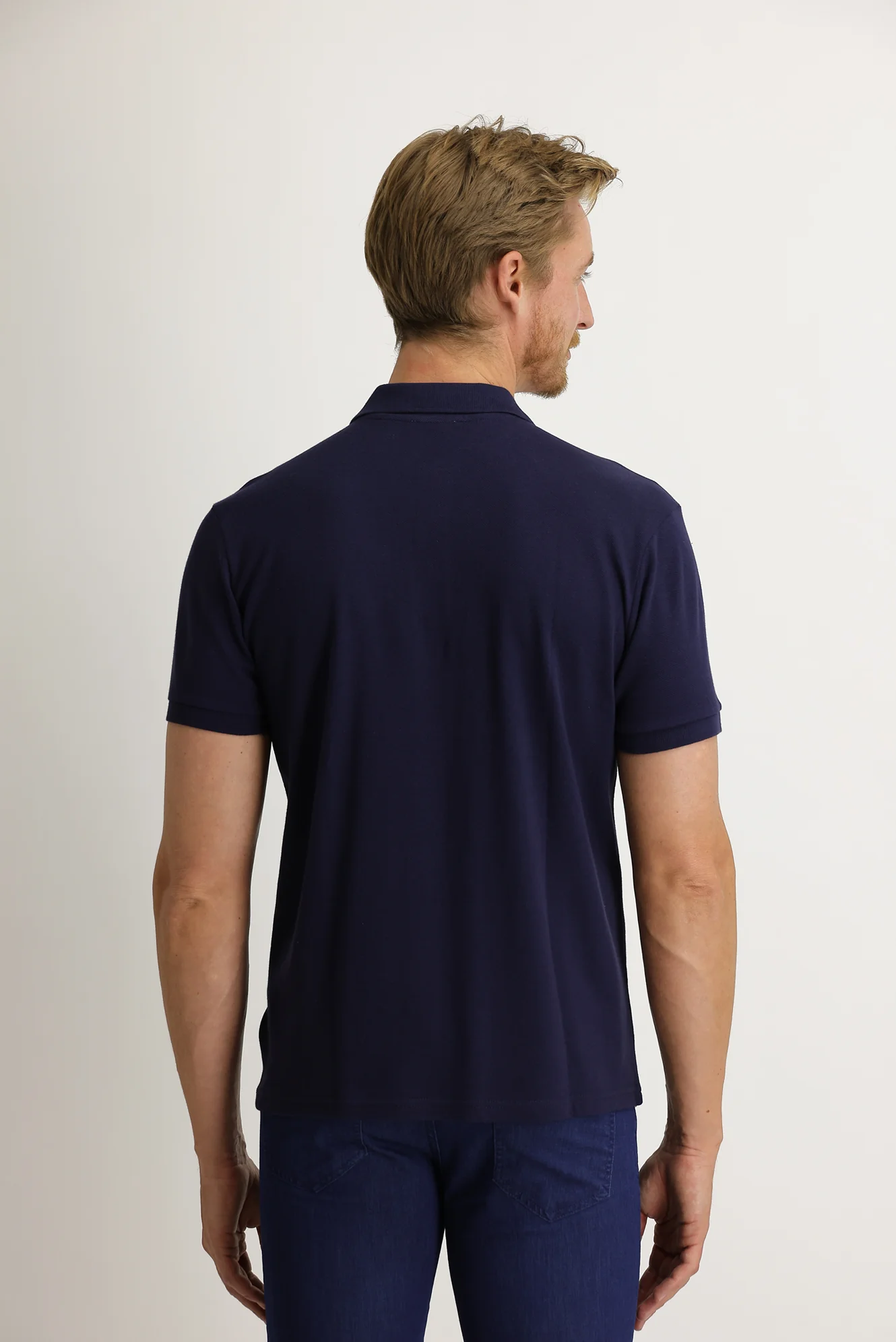 Orta Lacivert Cepli Polo Yaka Regular Fit Nakışlı Pamuk Tişört - Image 5