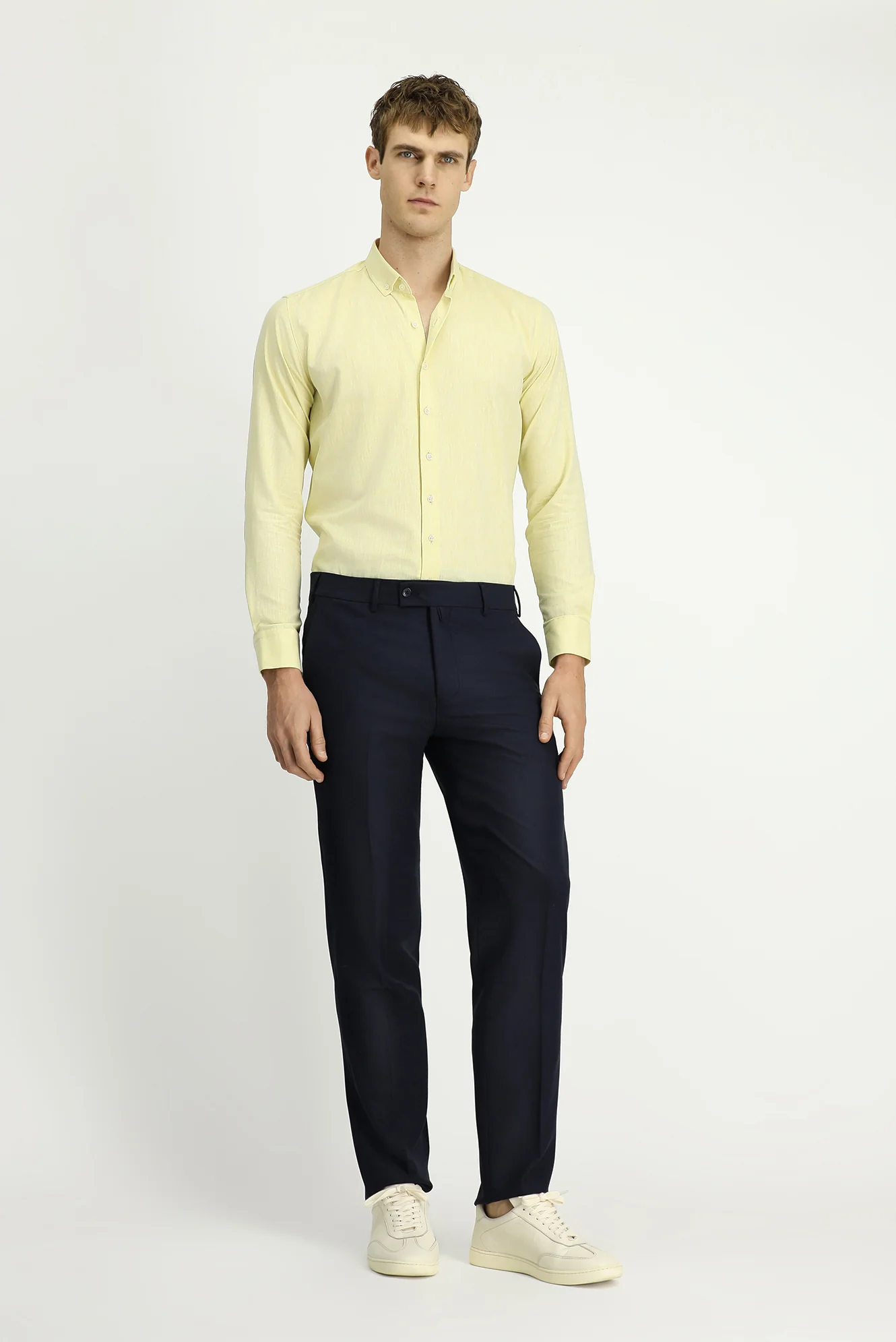 Orta Lacivert 6 Drop Regular Fit Standart Kesim Likralı Klasik Kumaş Pantolon - Image 2