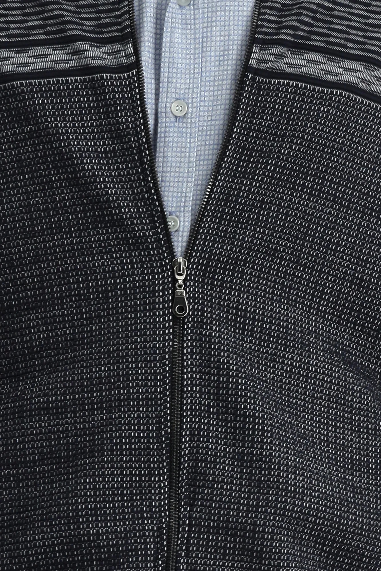 Orta Lacivert Desenli Fermuarlı Sweat Hırka - Image 5