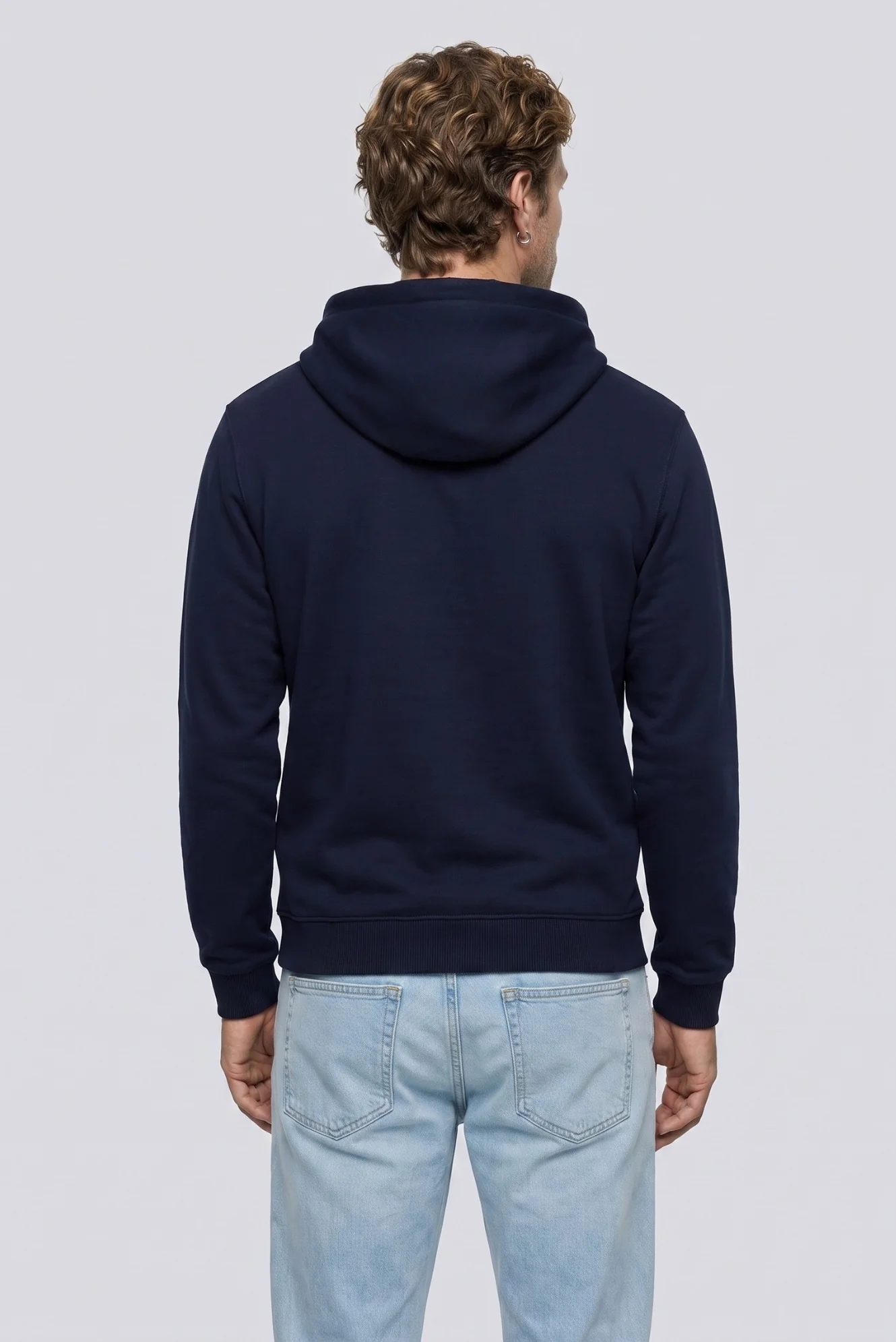 Orta Lacivert Regular Fit Kapüşonlu Pamuklu Sweatshirt - Image 4