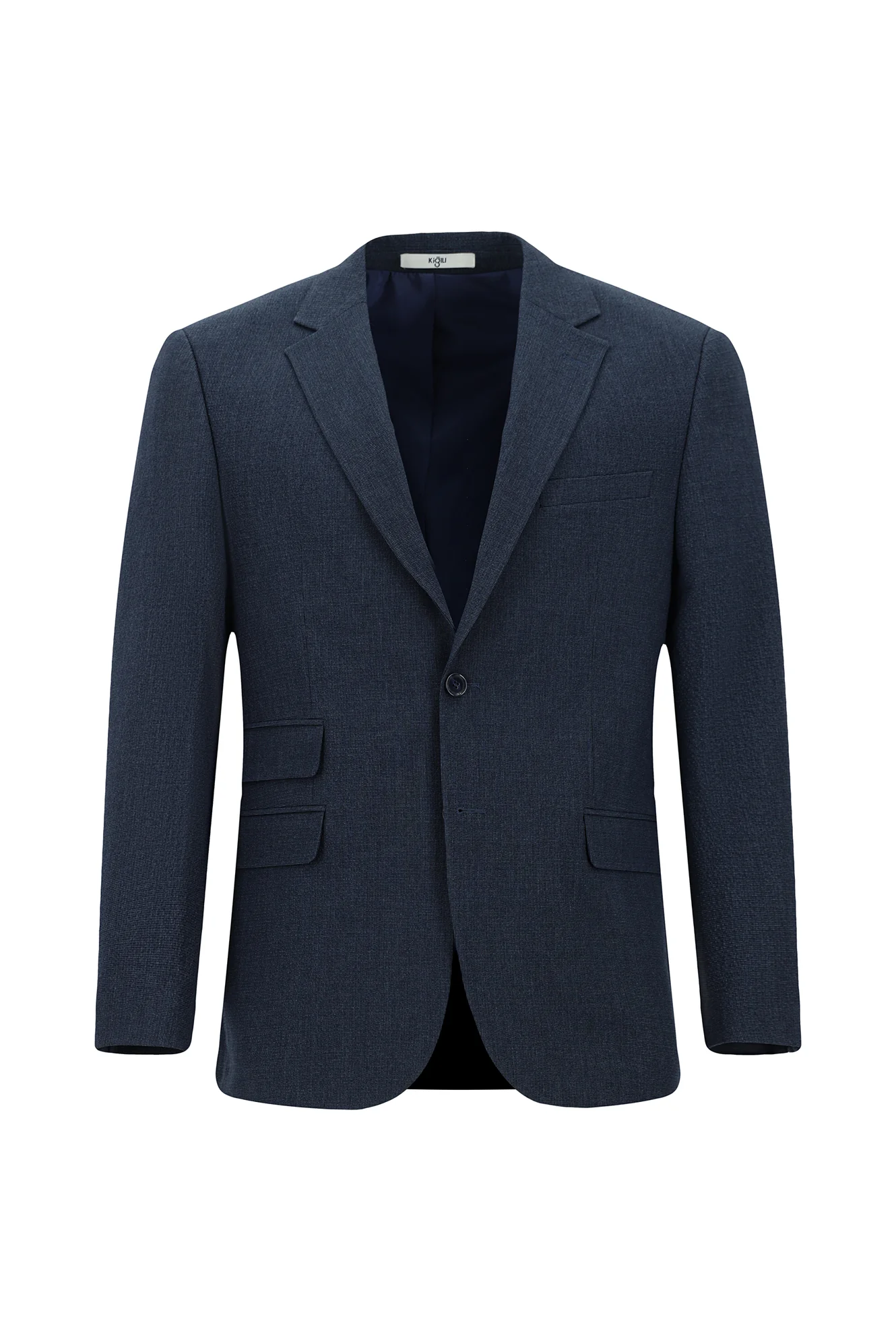 Orta Lacivert 4 Drop Relaxed Fit Rahat Kesim Desenli Takım Elbise - Image 2