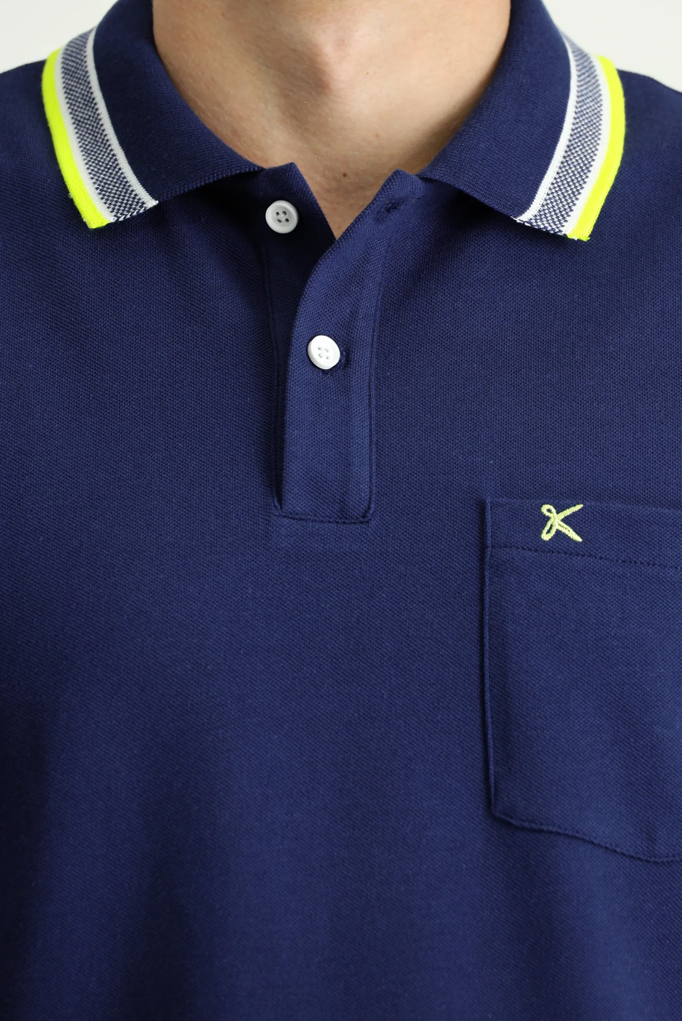 Orta Lacivert Polo Yaka Regular Fit Desenli Nakışlı Pamuk Tişört - Image 7