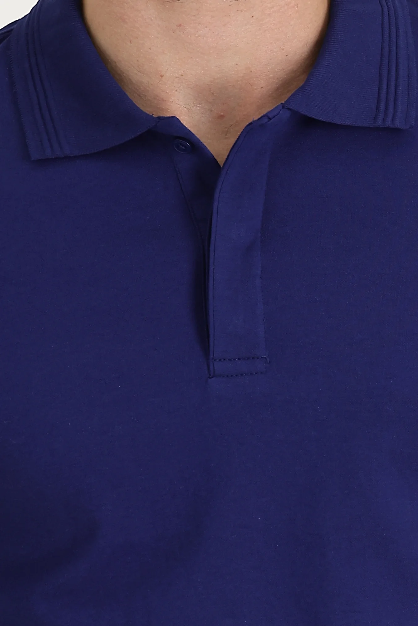 Orta Lacivert Polo Yaka Slim Fit Dar Kesim Desenli Pamuklu Tişört - Image 5