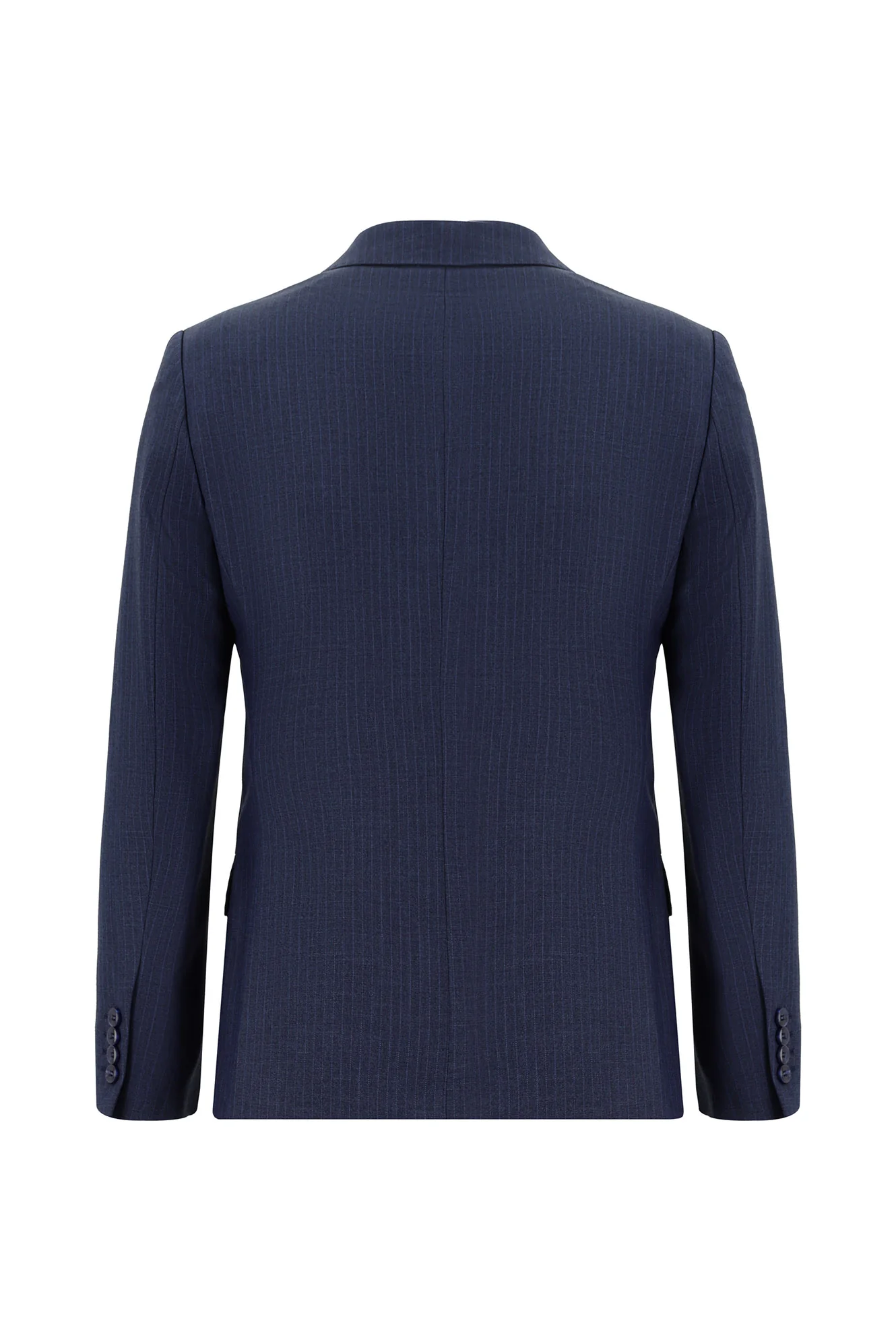 Orta Lacivert 6 Drop Regular Fit Standart Kesim Çizgili Kruvaze Takım Elbise - Image 3