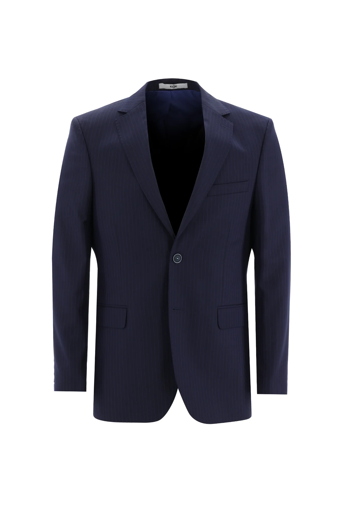 Orta Lacivert 6 Drop Regular Fit Standart Kesim Çizgili Takım Elbise - Image 2