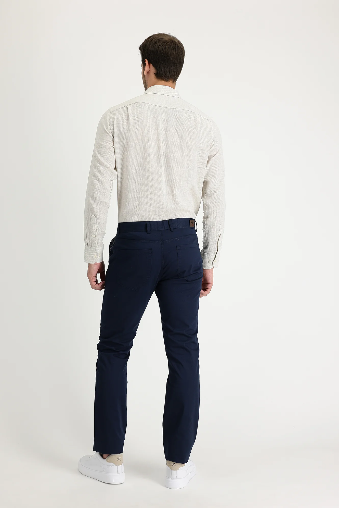 Orta Lacivert Regular Fit Standart Kesim Desenli Likralı Kanvas / Chino Pantolon - Image 3