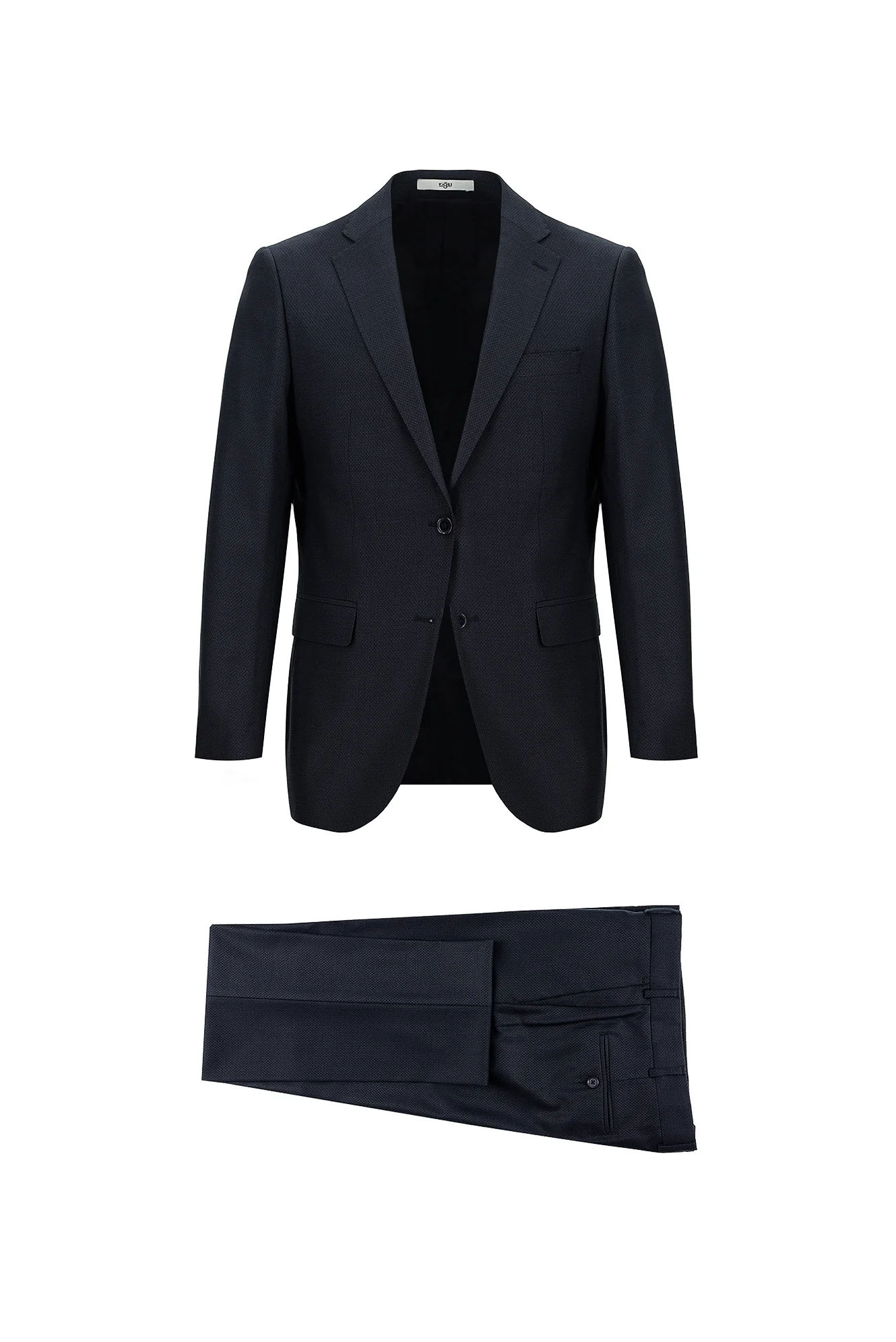 Orta Lacivert 6 Drop Regular Fit Standart Kesim Desenli Takım Elbise