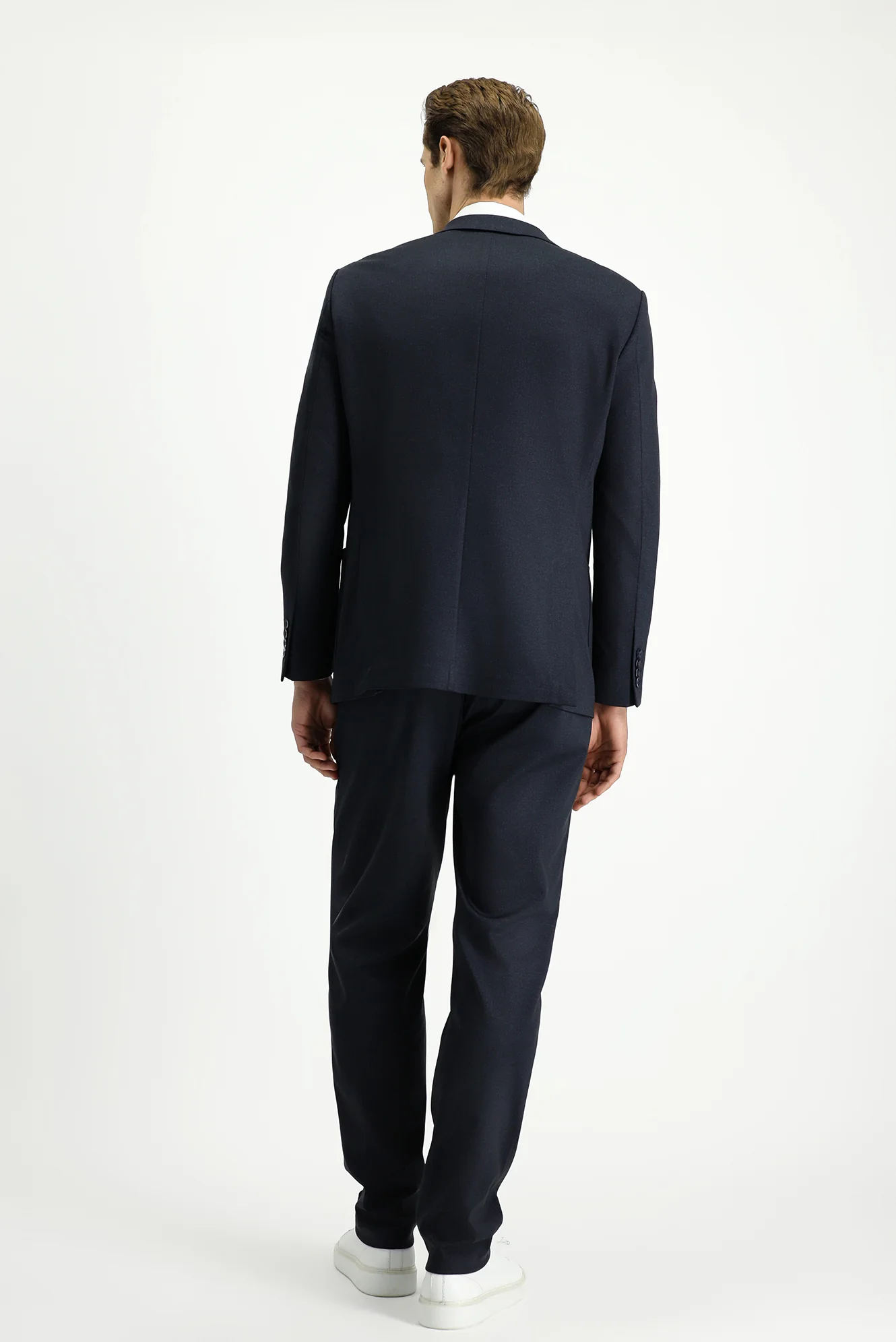 Orta Lacivert 6 Drop Regular Fit Standart Kesim Desenli Beli Lastikli İpli Takım Elbise - Image 5