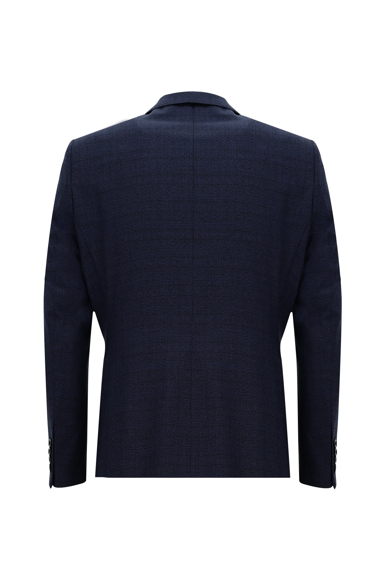 Orta Lacivert 6 Drop Regular Fit Standart Kesim Ekose Takım Elbise - Image 3